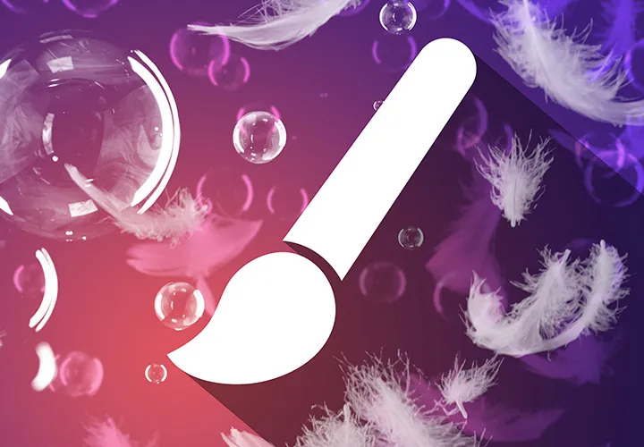 Pinceaux Photoshop : Motifs de plume et images de bulles de savon.