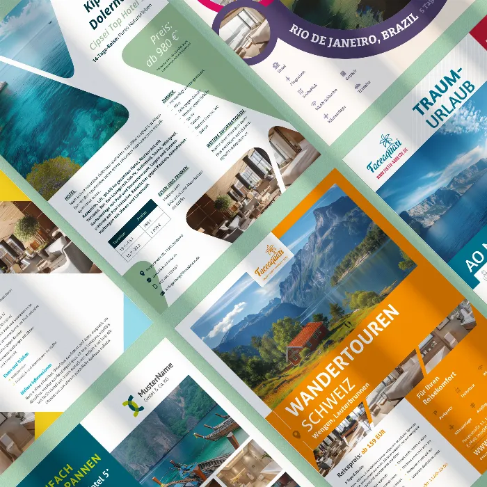 Flyer templates for travel agencies for display and storefront advertising