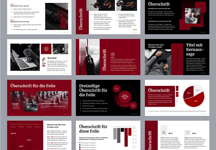 Google Presentations: Templates in classic red and white
