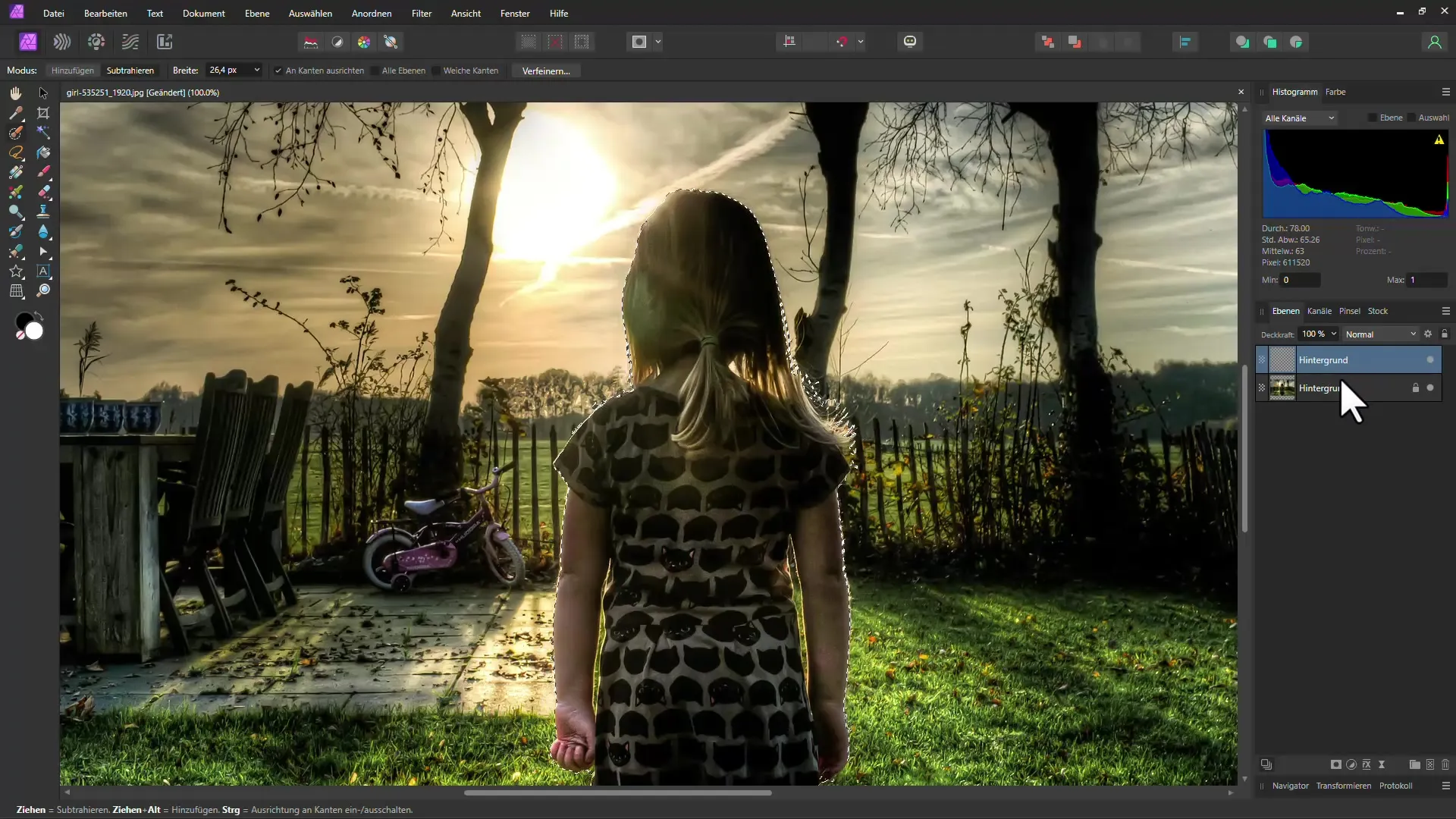 Применение эффективного размытия глубины в Affinity Photo