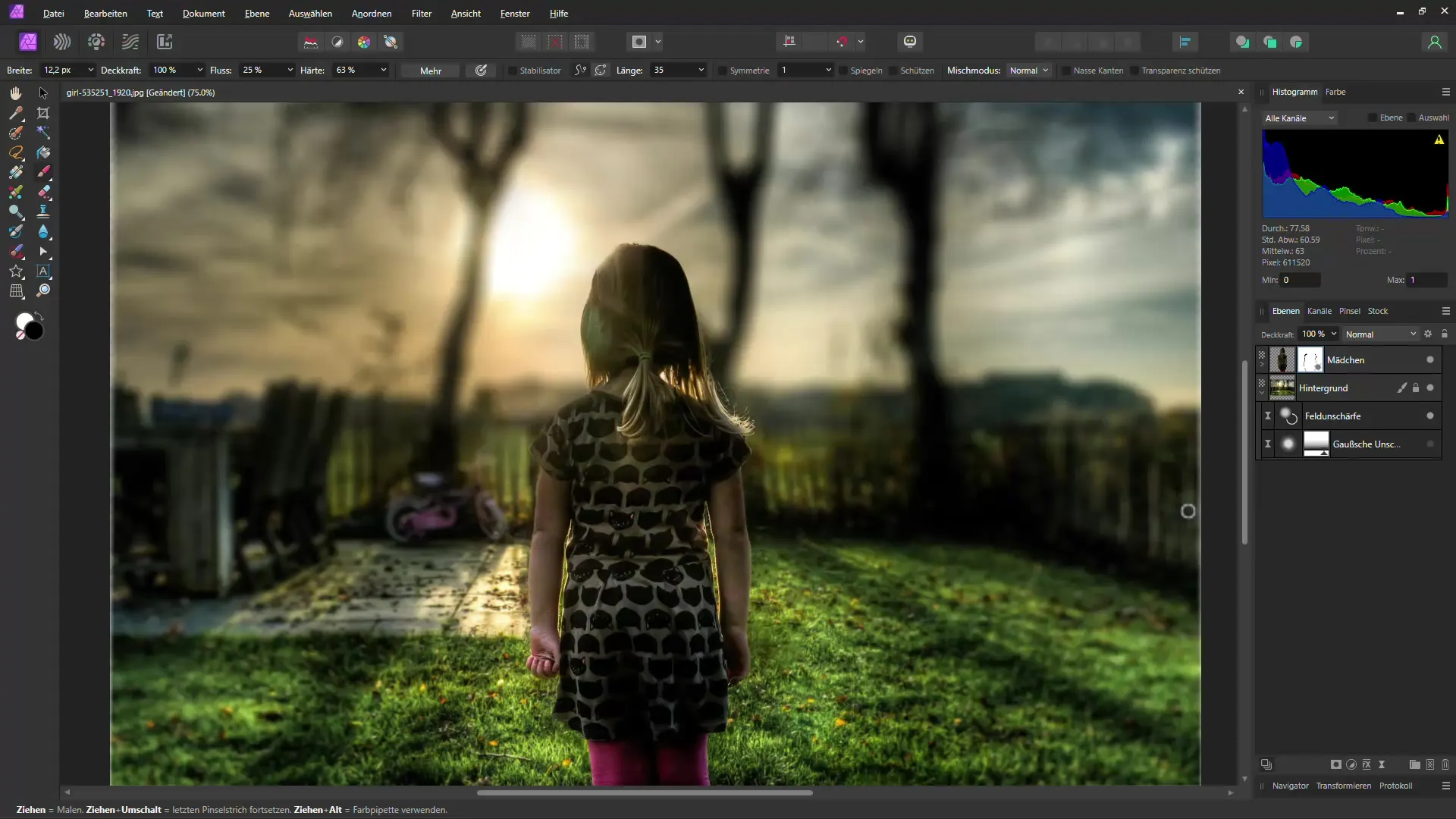 Menerapkan depth of field yang efisien di Affinity Photo