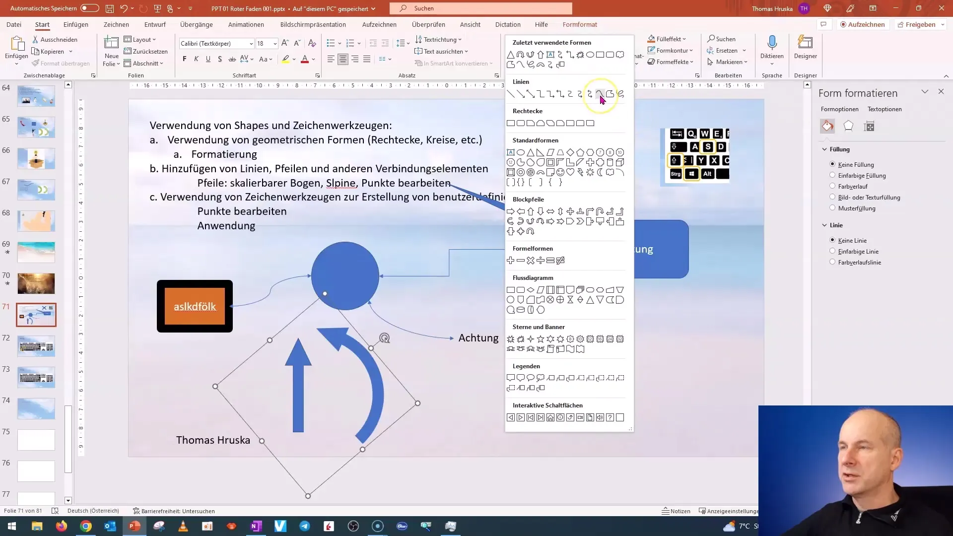 PowerPoint-kursus: Opret frihåndslinjer, pile & former