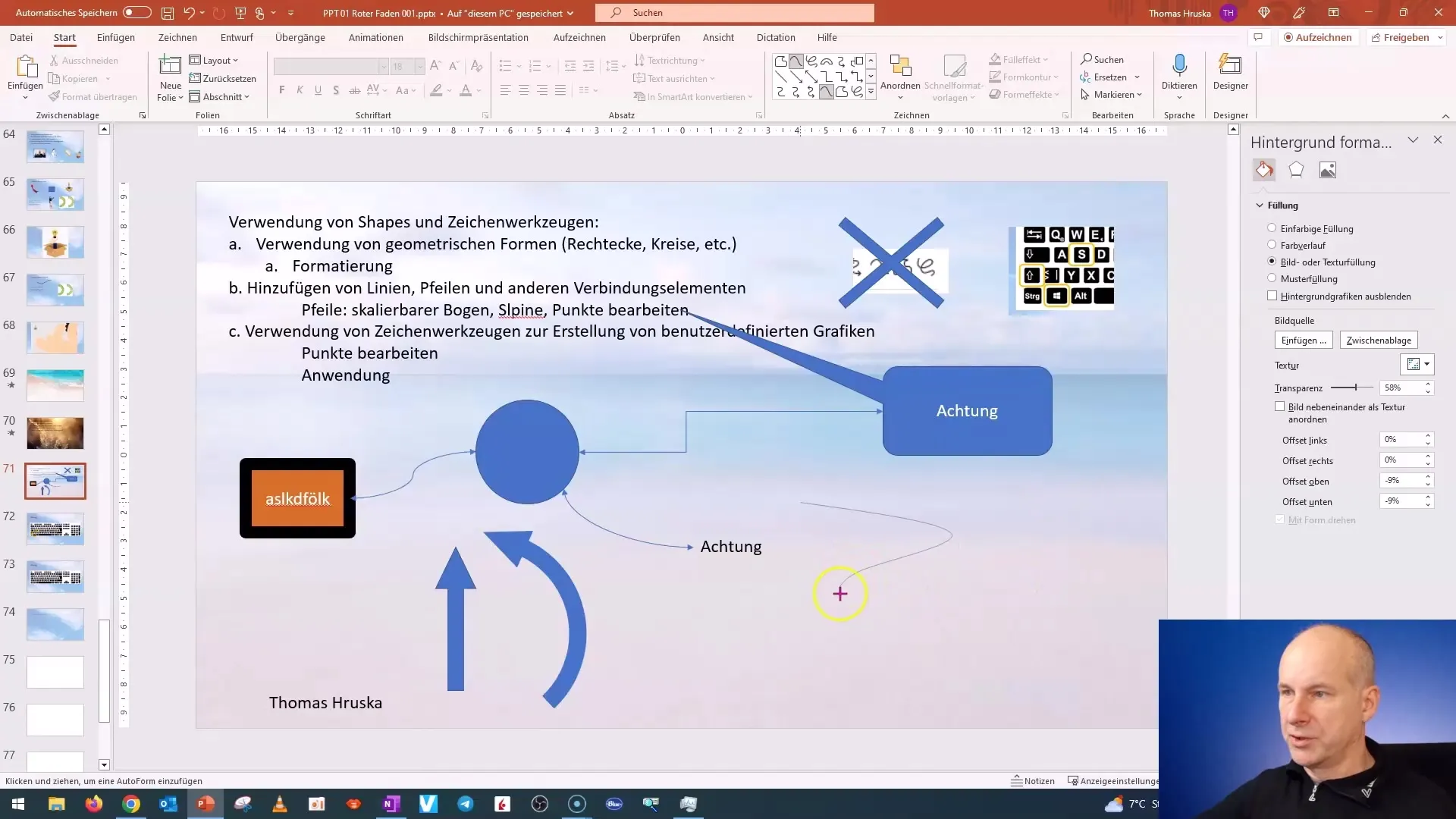 Kursus PowerPoint: Membuat garis bebas, panah, dan bentuk