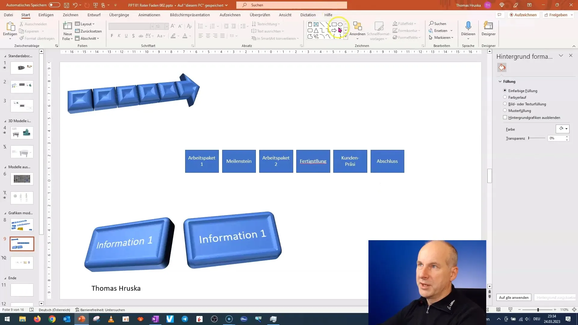 Rápida creación de un informe de proyecto en 3D en PowerPoint