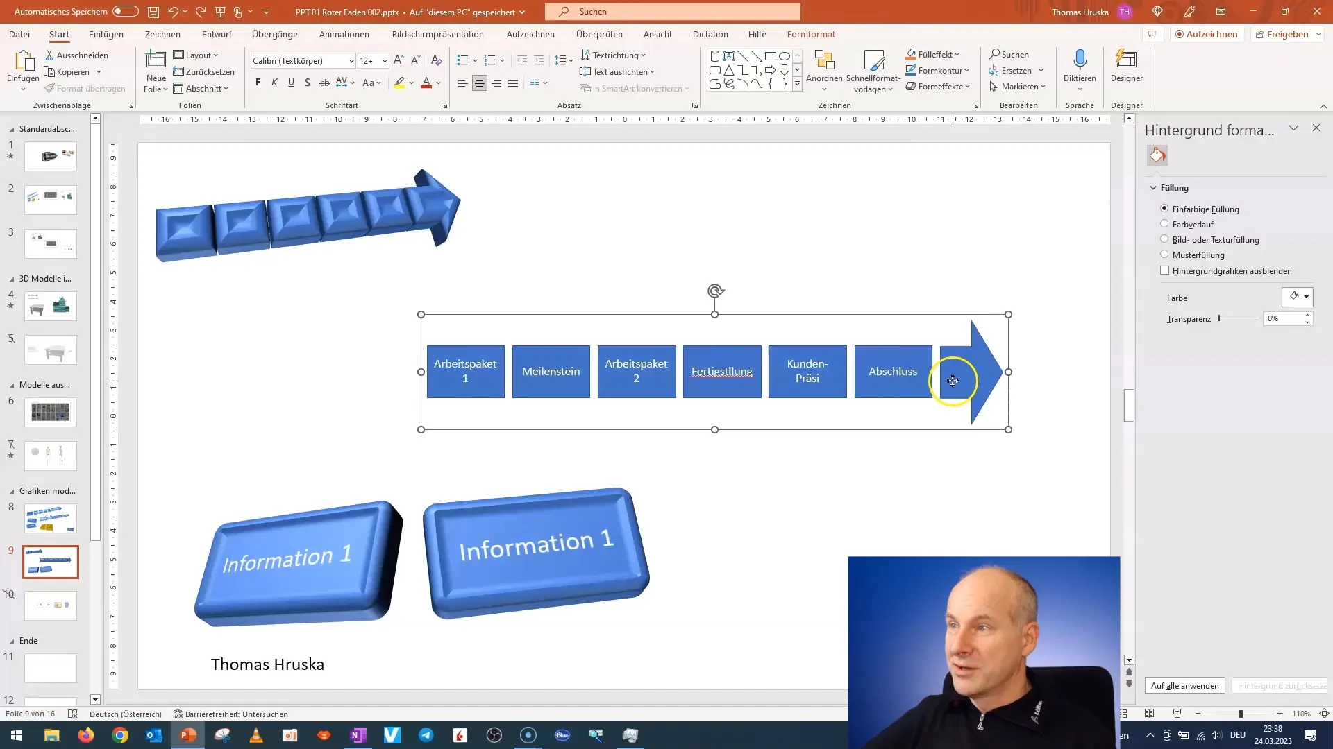 Rápida creación de un informe de proyecto en 3D en PowerPoint