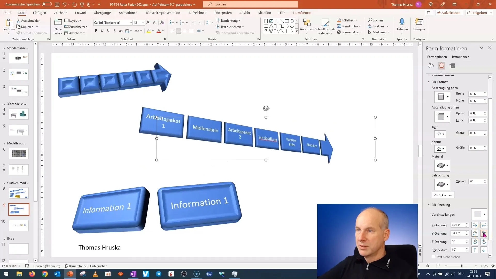 Hitro ustvarjanje poročila o 3D-projektu v PowerPointu