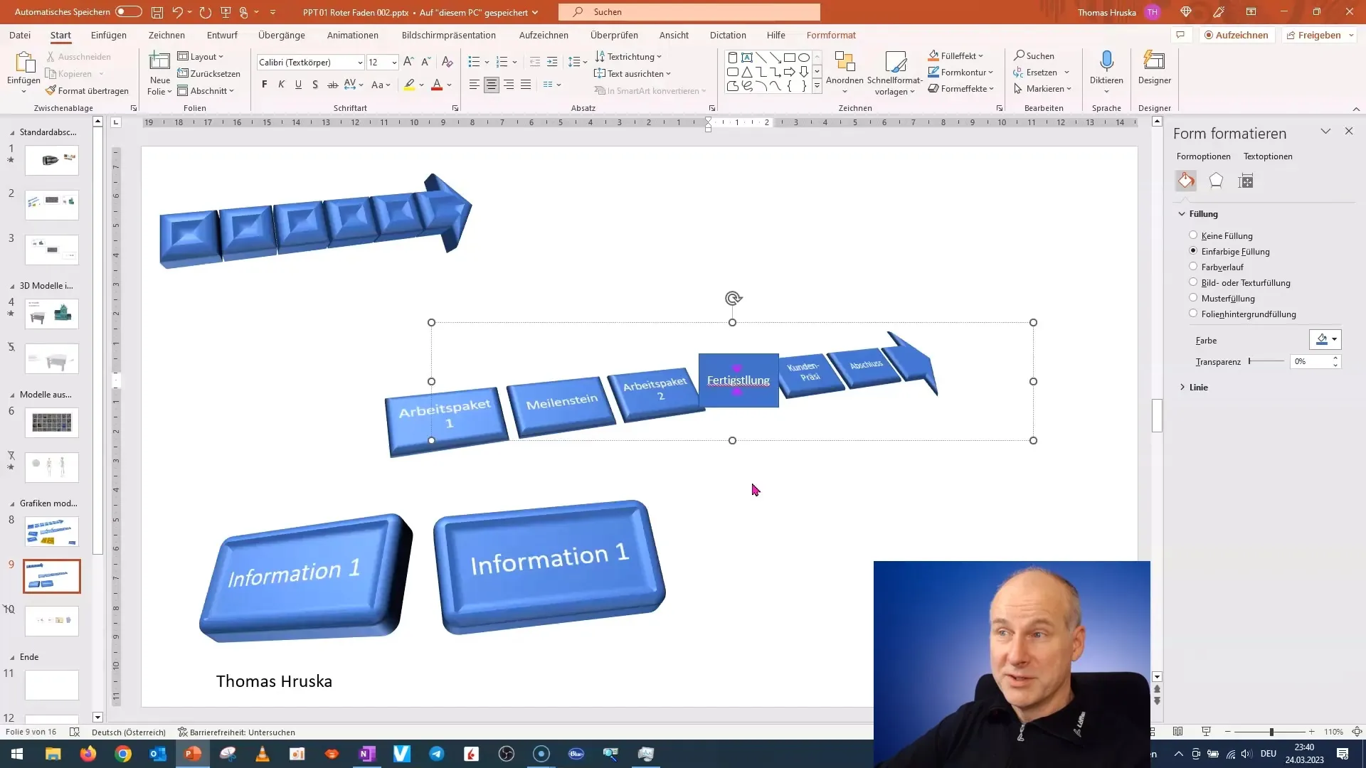 Rápida creación de un informe de proyecto en 3D en PowerPoint