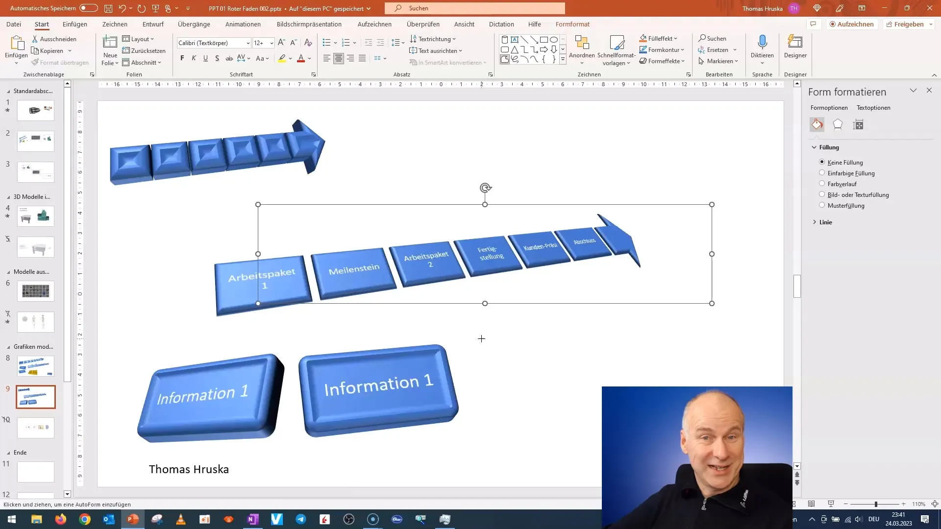 Hitro ustvarjanje poročila o 3D-projektu v programu PowerPoint