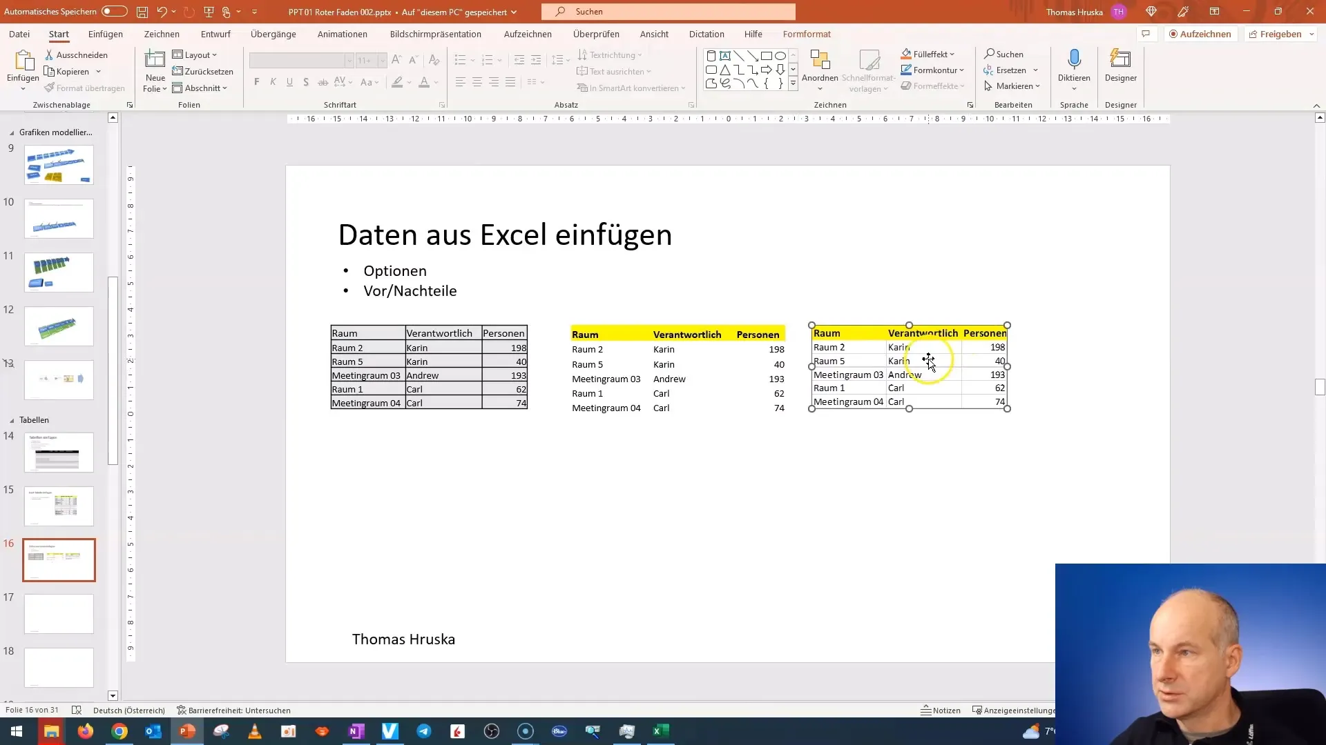 Inserção eficiente de dados do Excel no PowerPoint