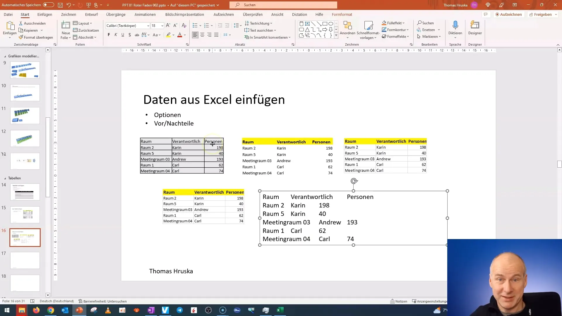 Efficient insertion of Excel data into PowerPoint