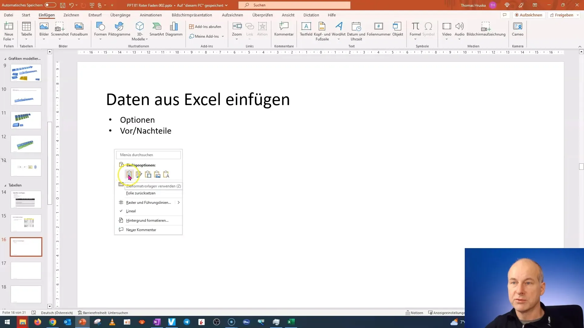 Inserção eficiente de dados do Excel no PowerPoint