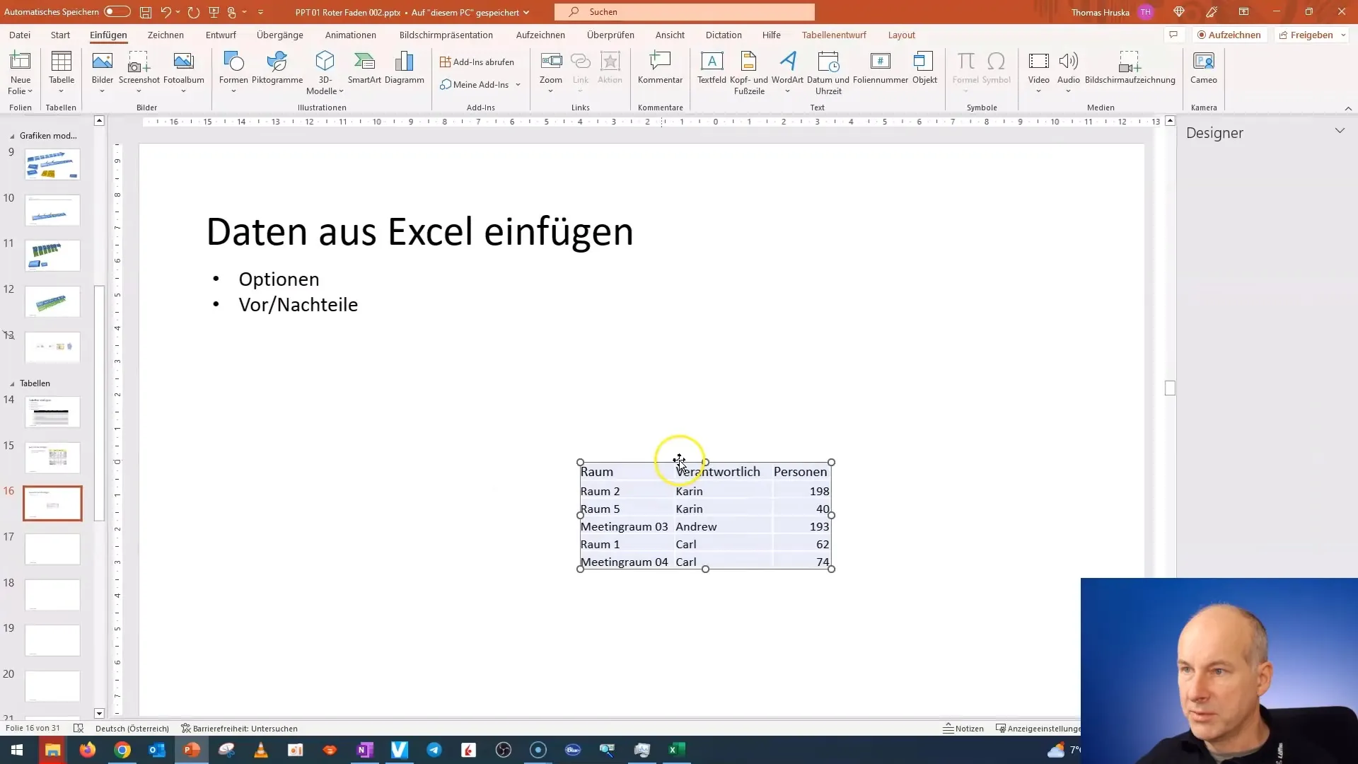 Inserção eficiente de dados do Excel no PowerPoint