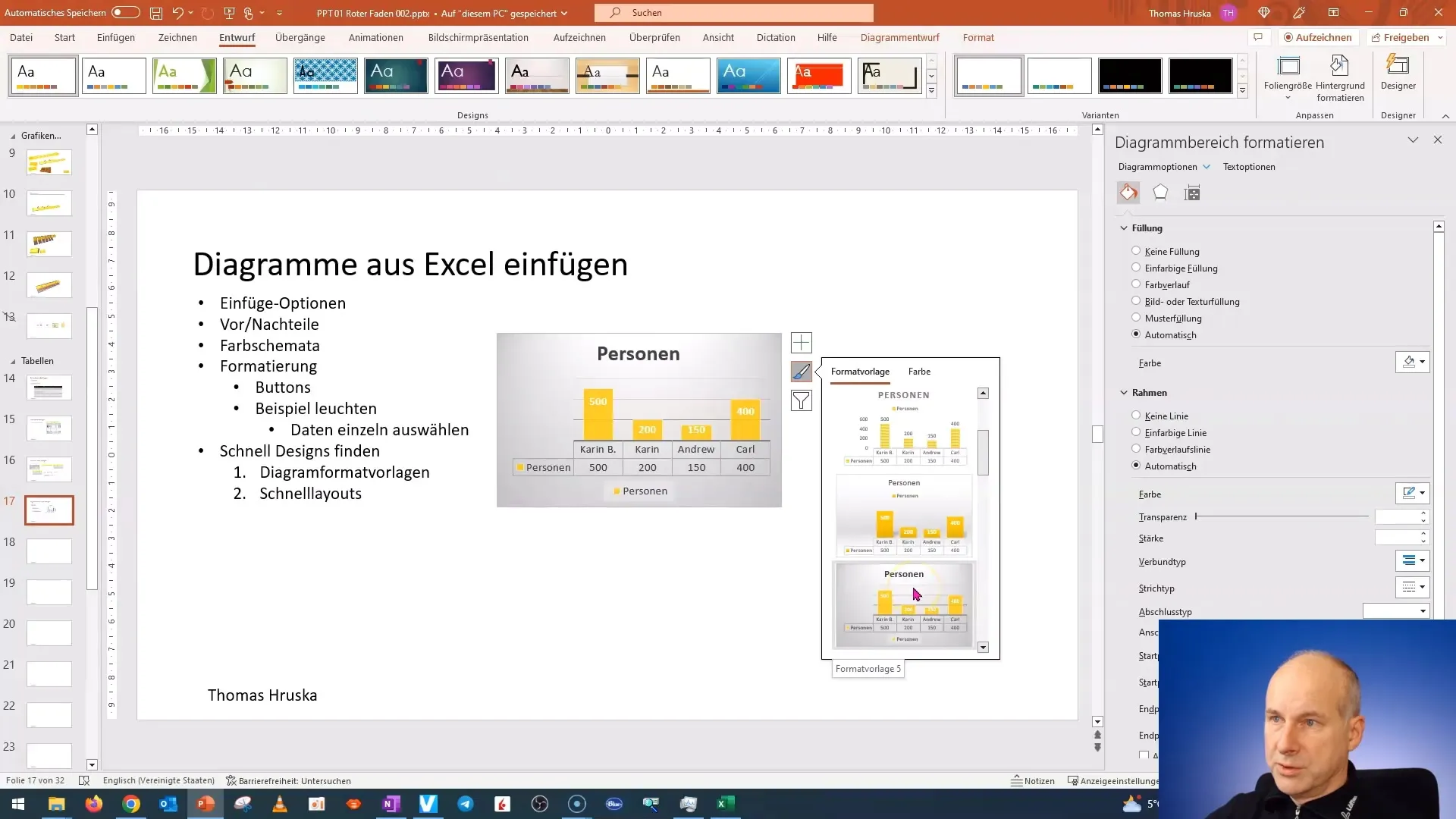 Ovladaj oblikovanje diagramov v programu PowerPoint