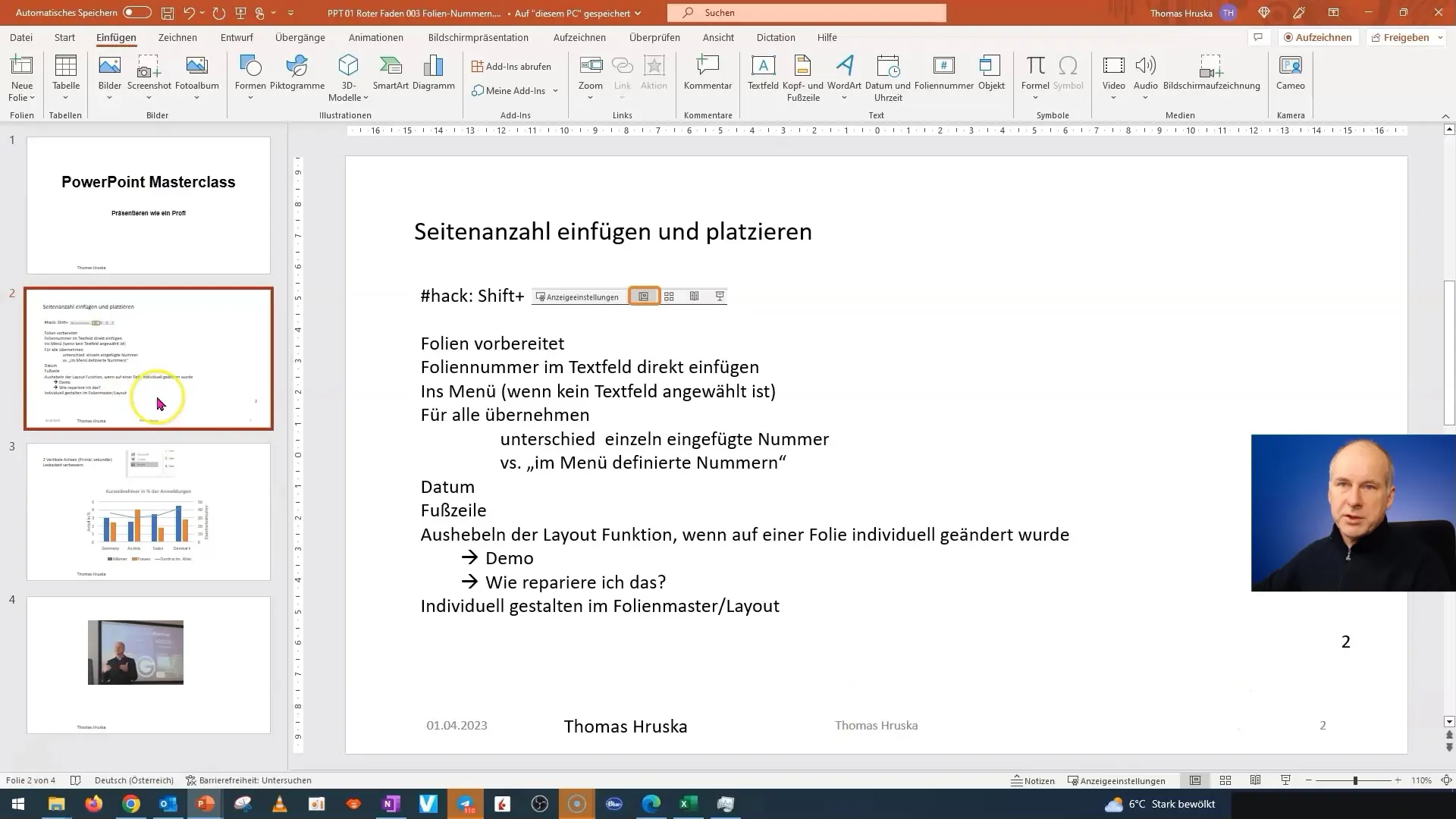 Učinkovito uporabljajte številke strani v programu PowerPoint