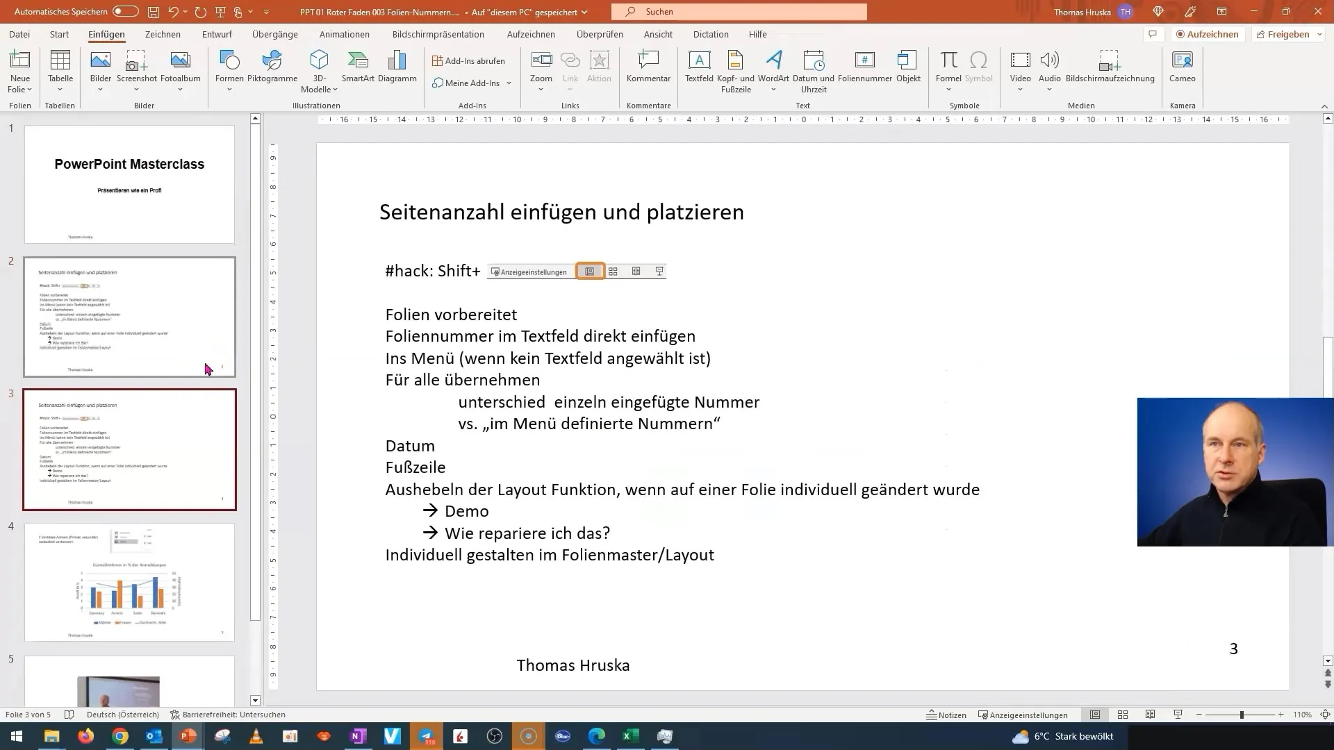 Učinkovito uporabljajte številke strani v programu PowerPoint