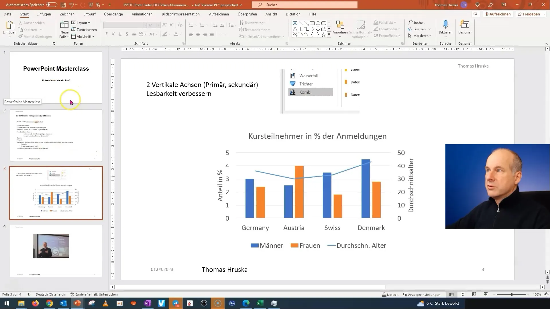 Učinkovito urejanje glave in noge v programu PowerPoint