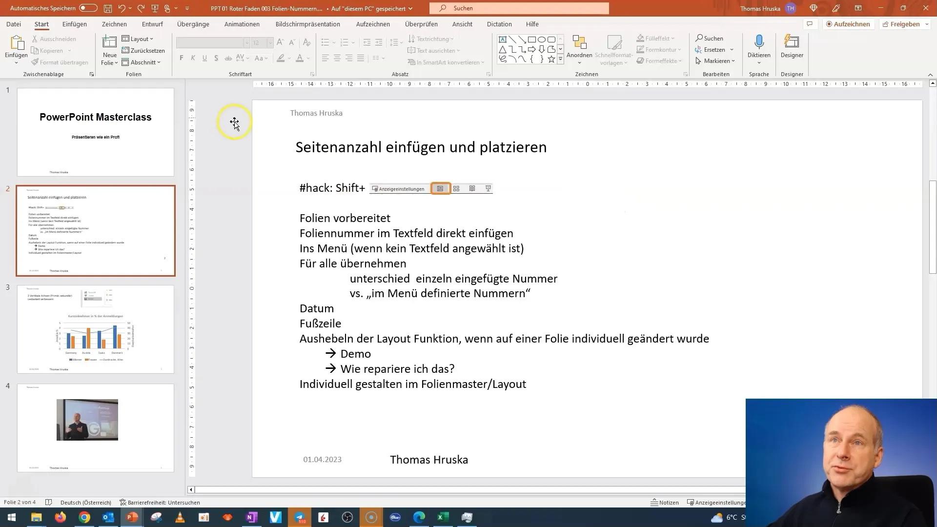 Kā pielāgot lappušu numurus PowerPoint dizainā