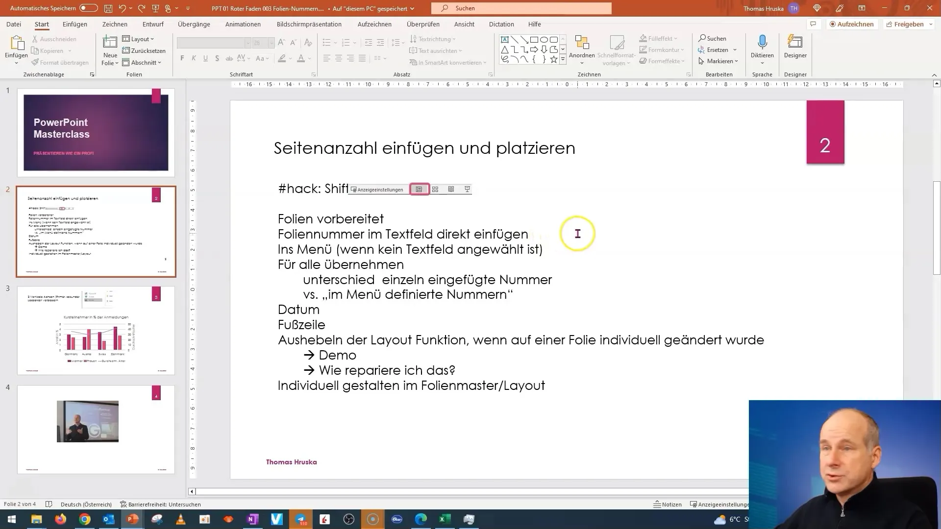 Kā pielāgot lappušu numurus PowerPoint dizainā