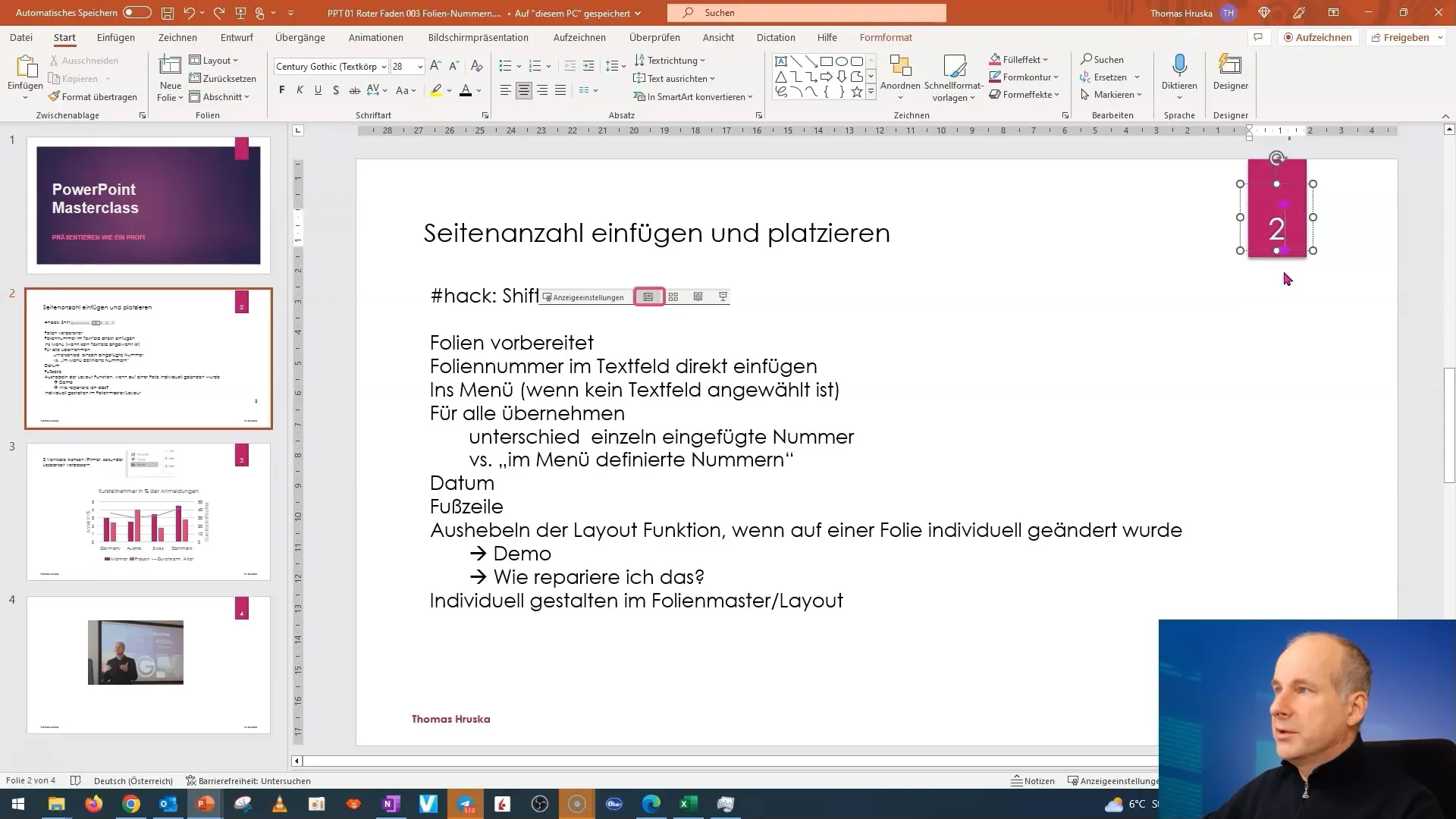 Kā pielāgot lappušu numurus PowerPoint dizainā