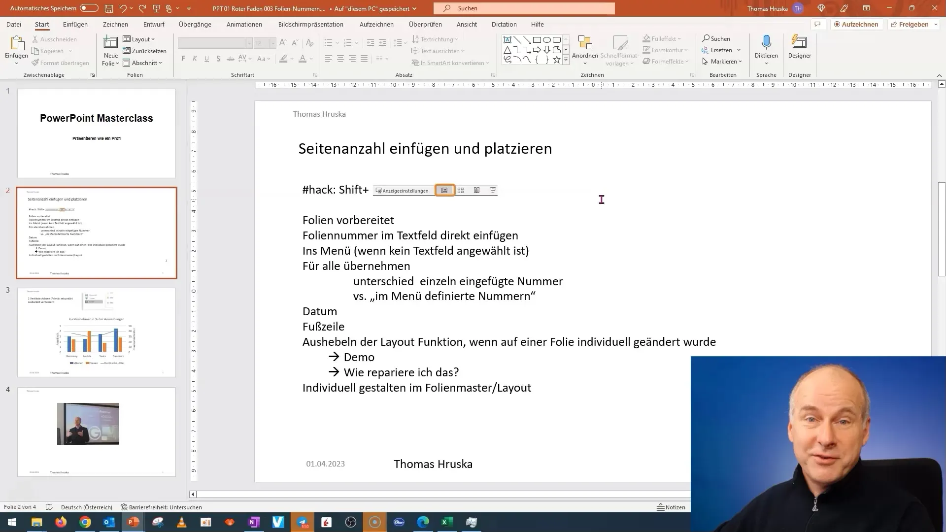 Kā pielāgot lappušu numurus PowerPoint dizainā