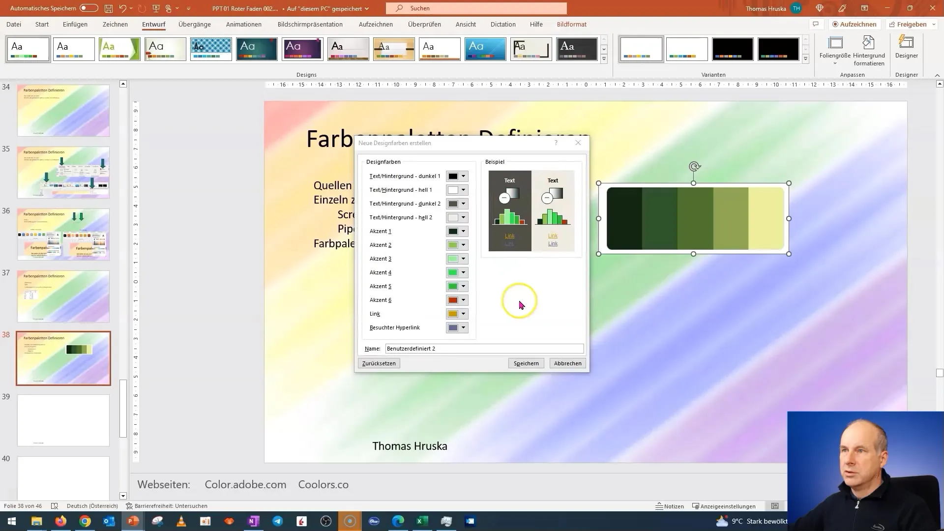 Corso di PowerPoint: Utilizzare efficacemente le palette di colori dalle fonti online