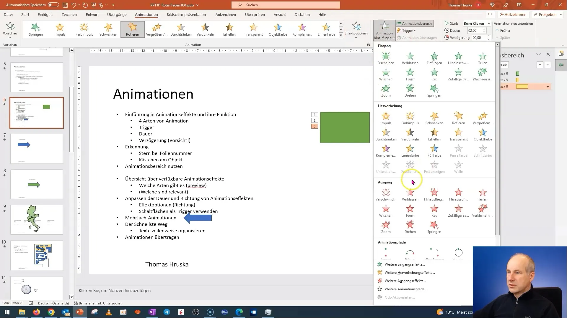 PowerPoint-Tutorial: Více animací a efektivní organizace textu