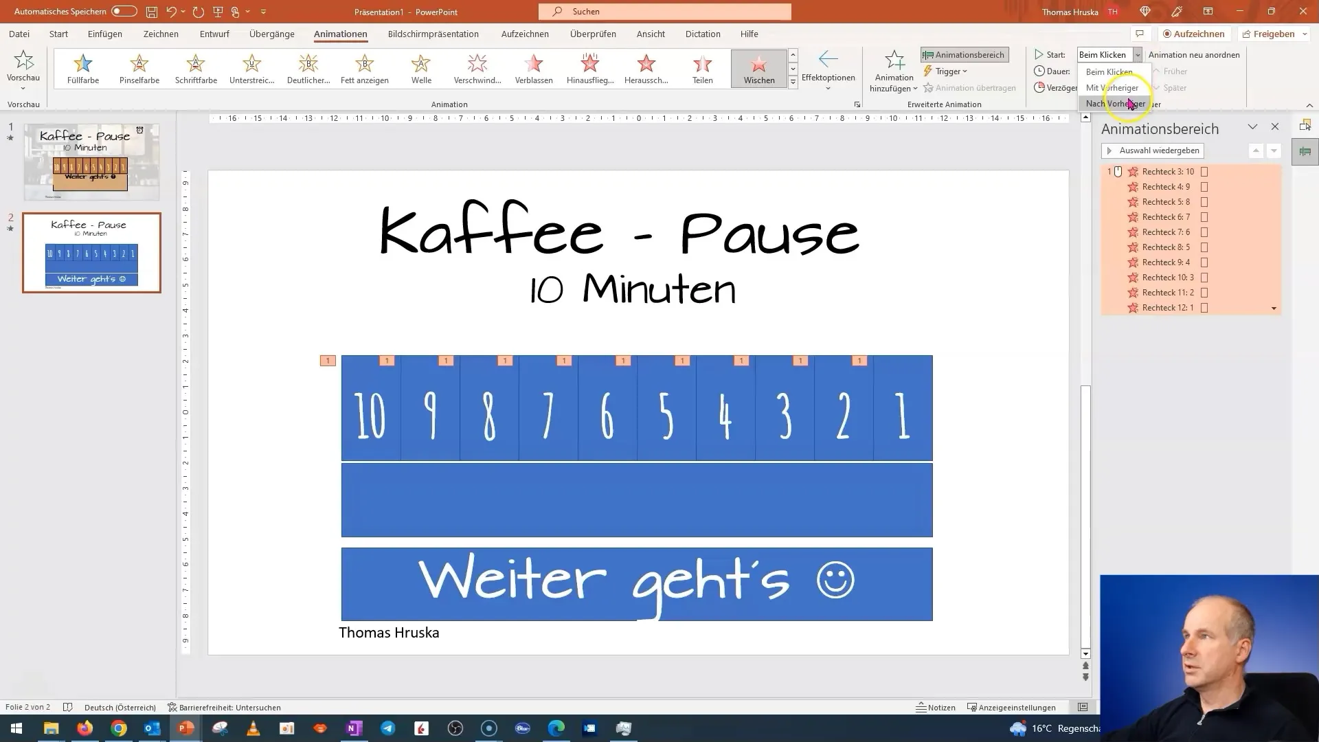 Create creative PowerPoint animations for the coffee break