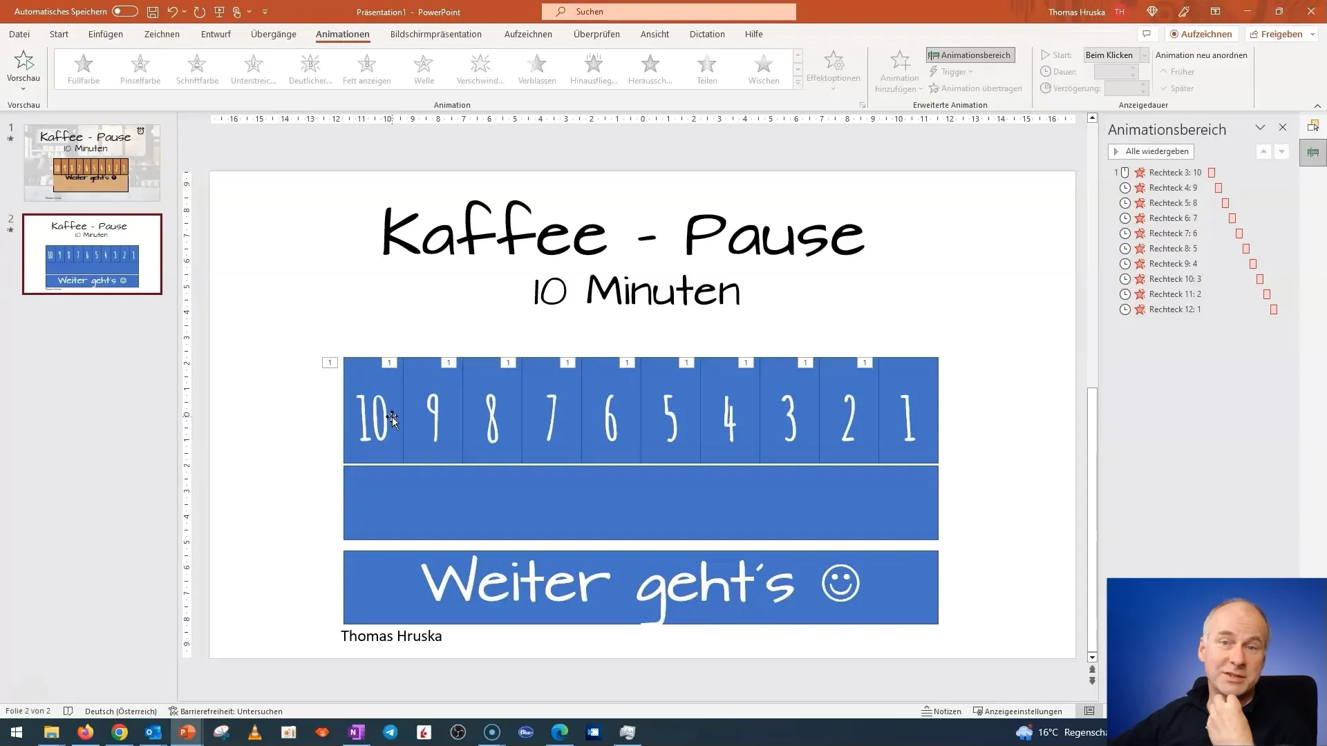 Create creative PowerPoint animations for the coffee break