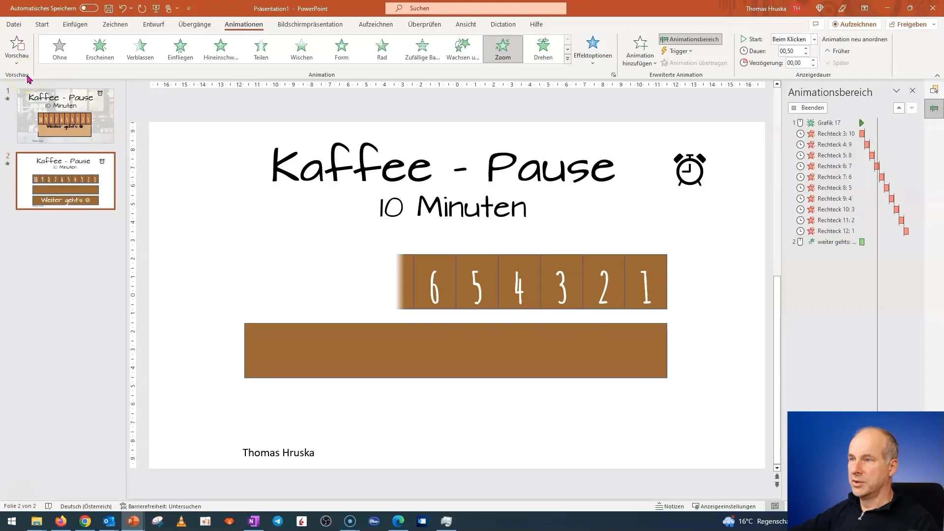 Curso de PowerPoint: 12.10 | Ejercicio de animaciones - "Descanso para café" (Parte 2)