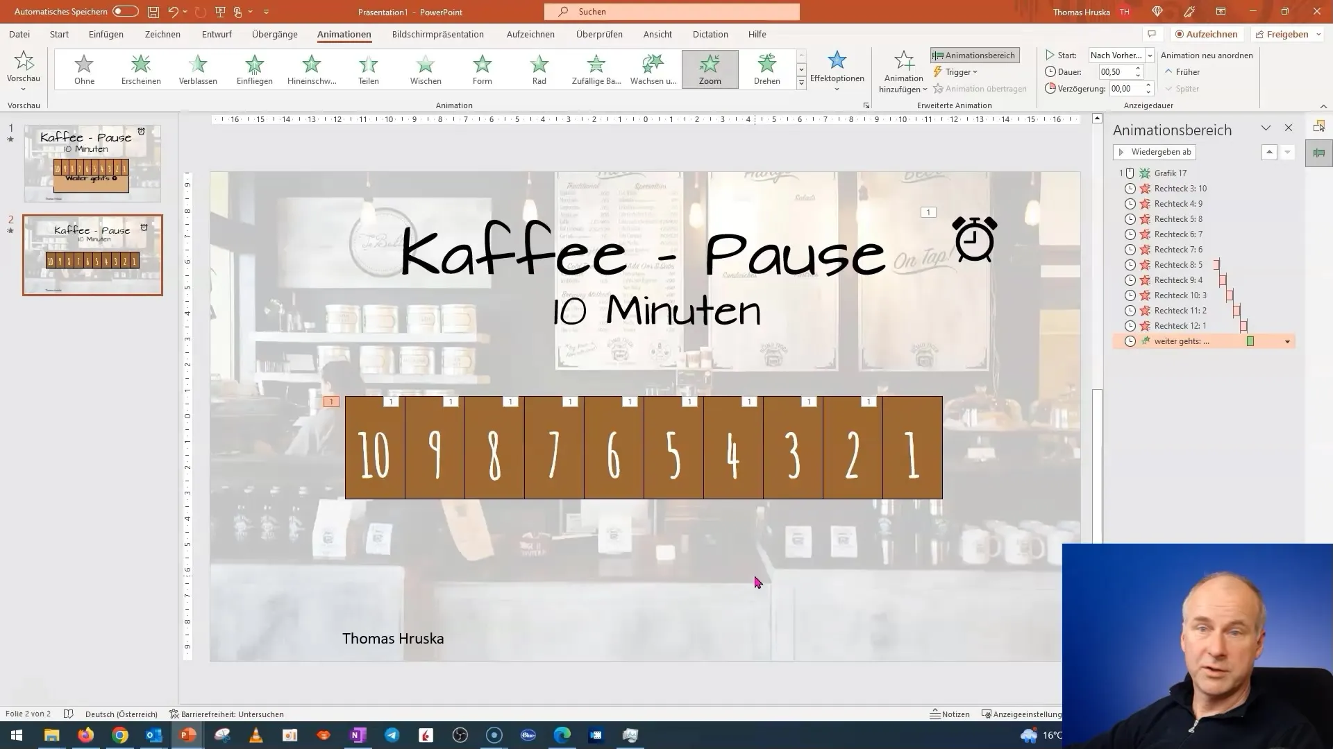 Curso de PowerPoint: 12.10 | Ejercicio de animaciones - "Pausa para café" (Parte 2)