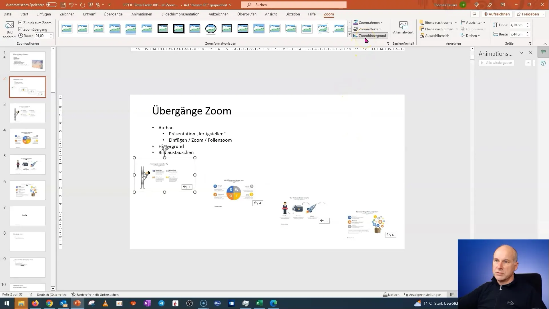 Curso de PowerPoint: construcción óptima de zoom en las diapositivas