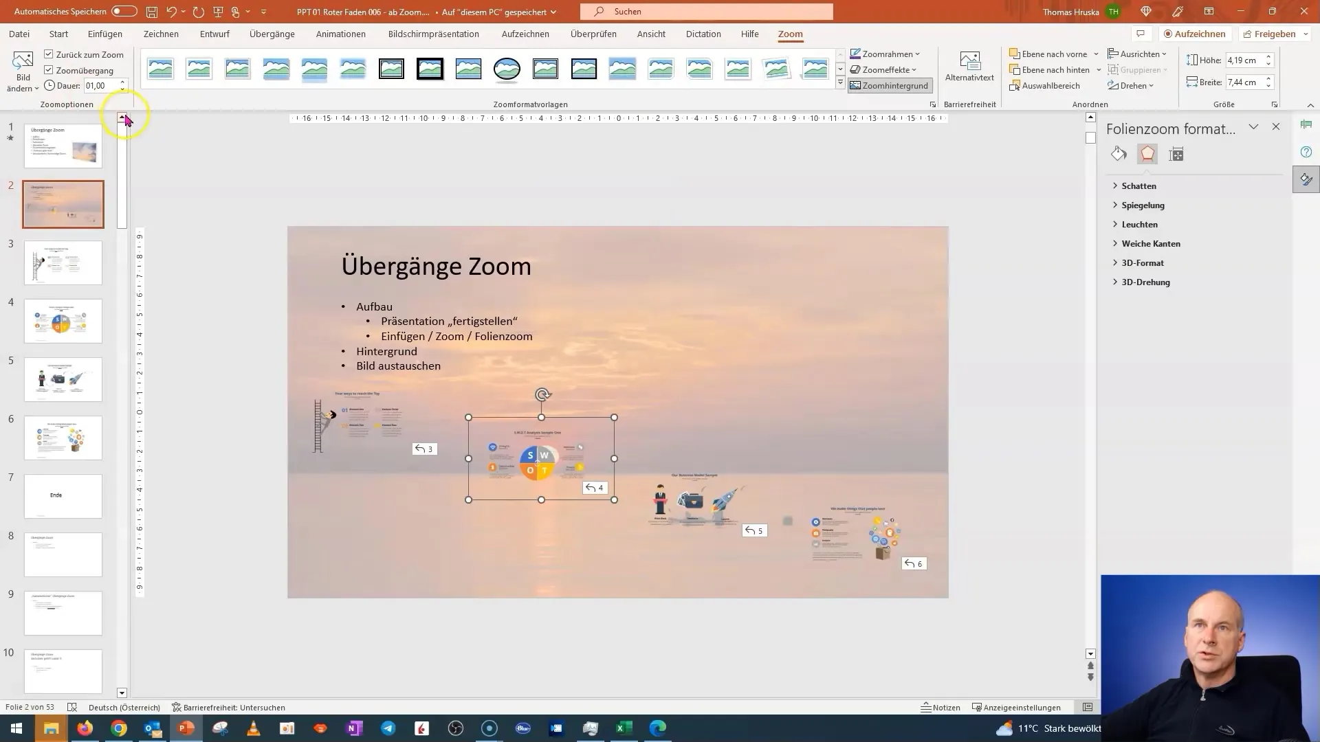 Pelatihan PowerPoint: Membangun zoom folie secara optimal