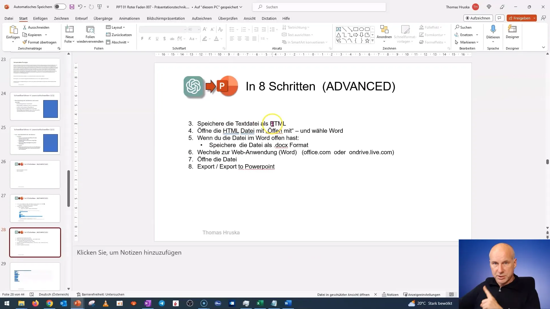 Word belgesinden bir PowerPoint sunumu bir tuşa basarak oluşturun