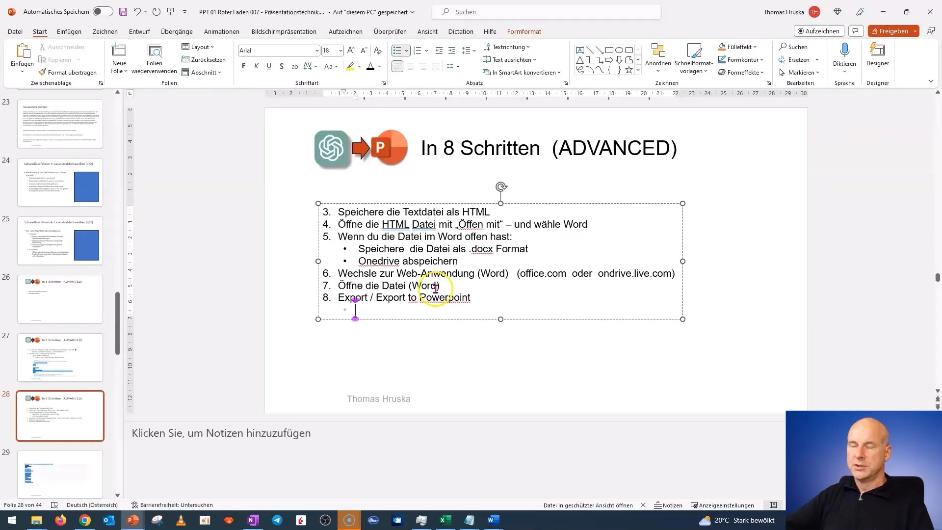 Create a PowerPoint presentation at the touch of a button from a Word document