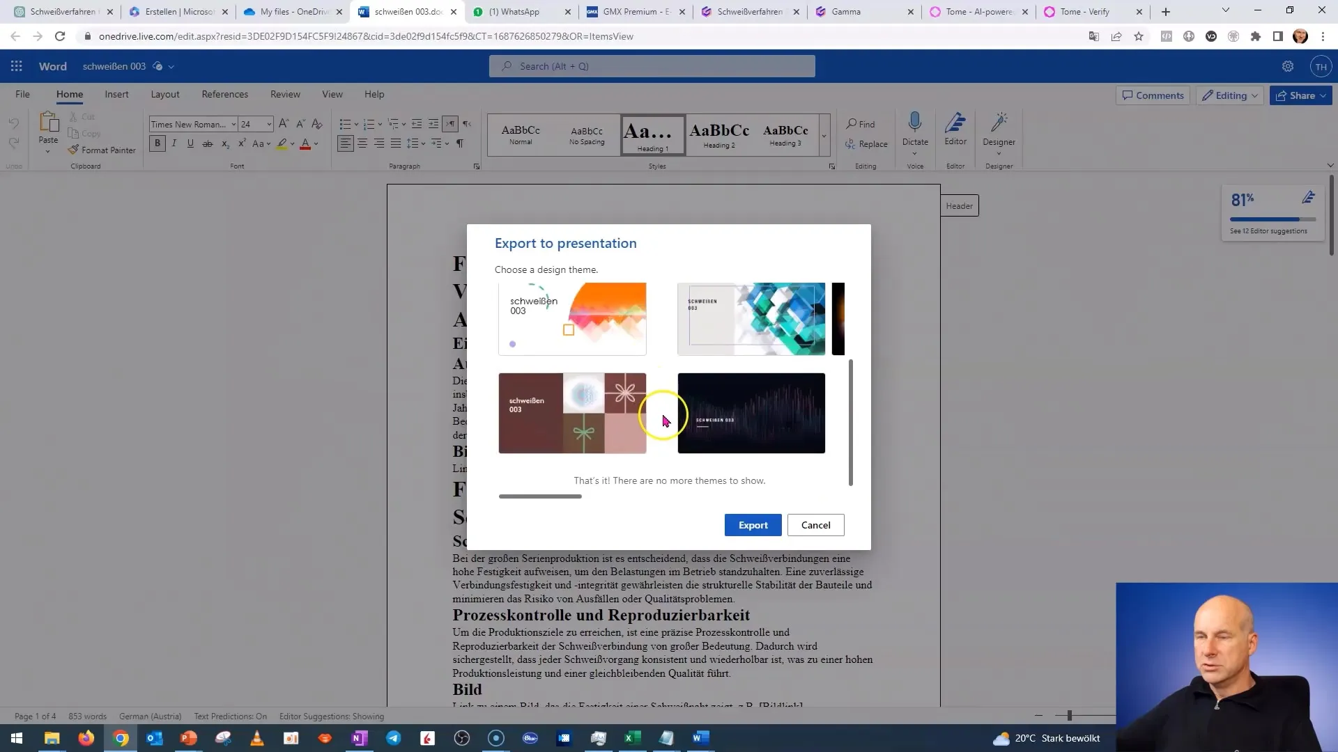 Create a PowerPoint presentation at the push of a button from a Word document