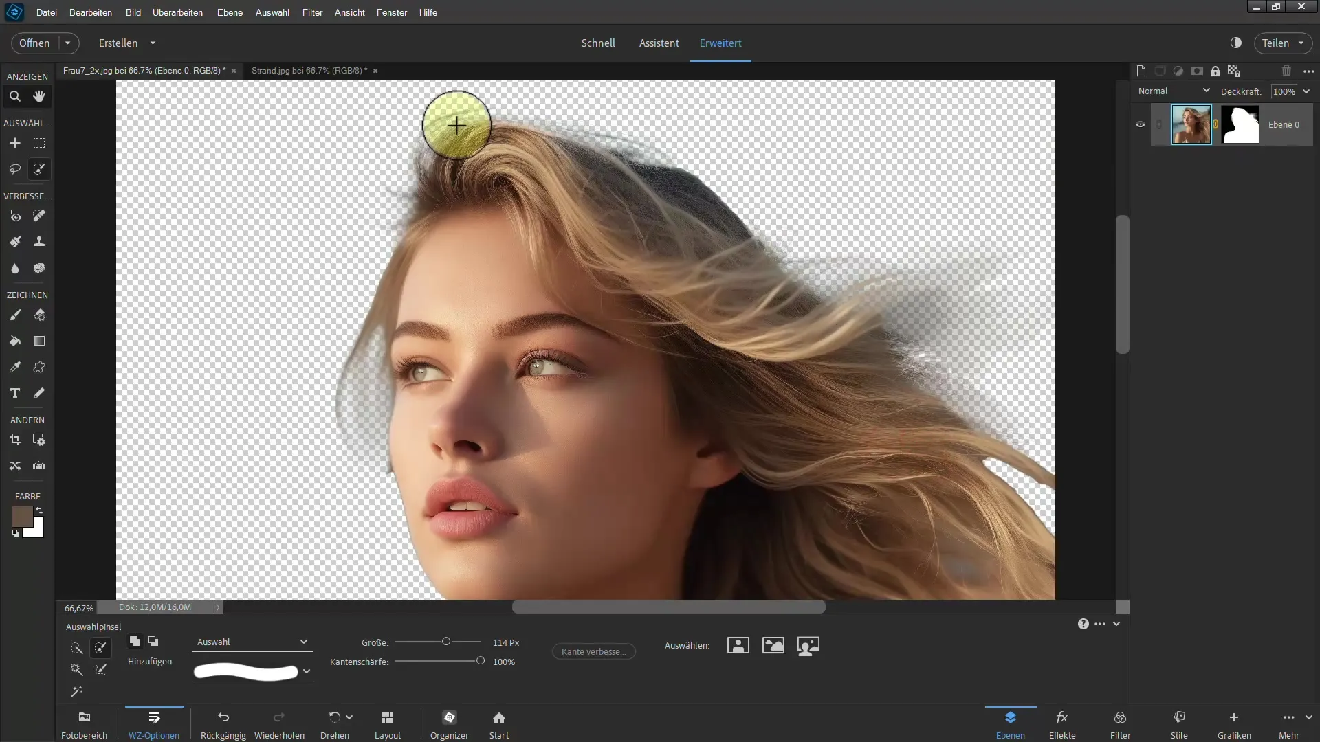 Masking of hair: Step-by-step guide with Photoshop Elements