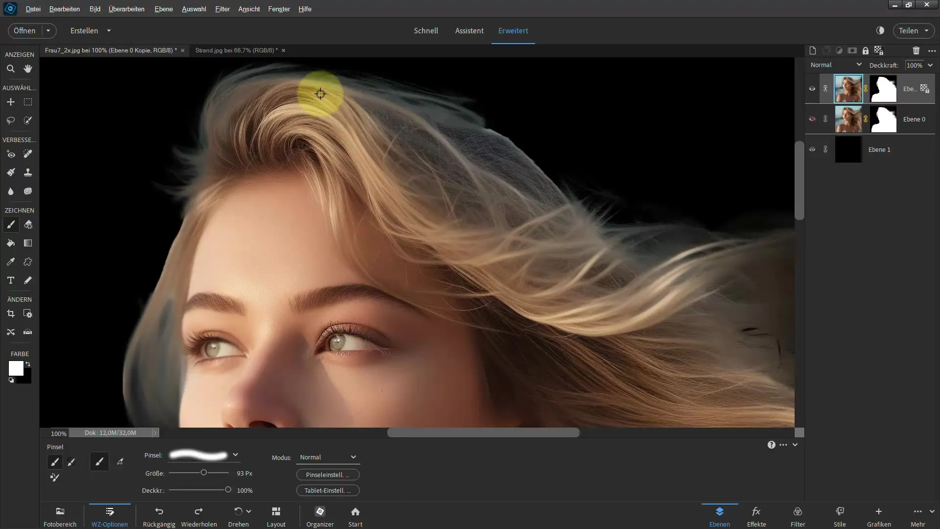 Clipping of hair: Step-by-step guide with Photoshop Elements