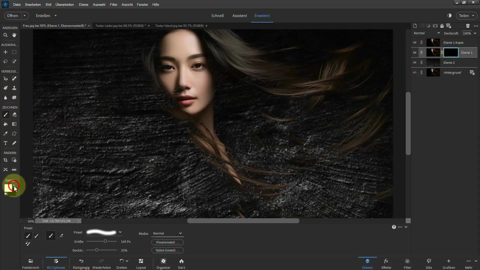 Menghapus latar belakang rambut dengan Photoshop Elements - Metode pengisian dijelaskan