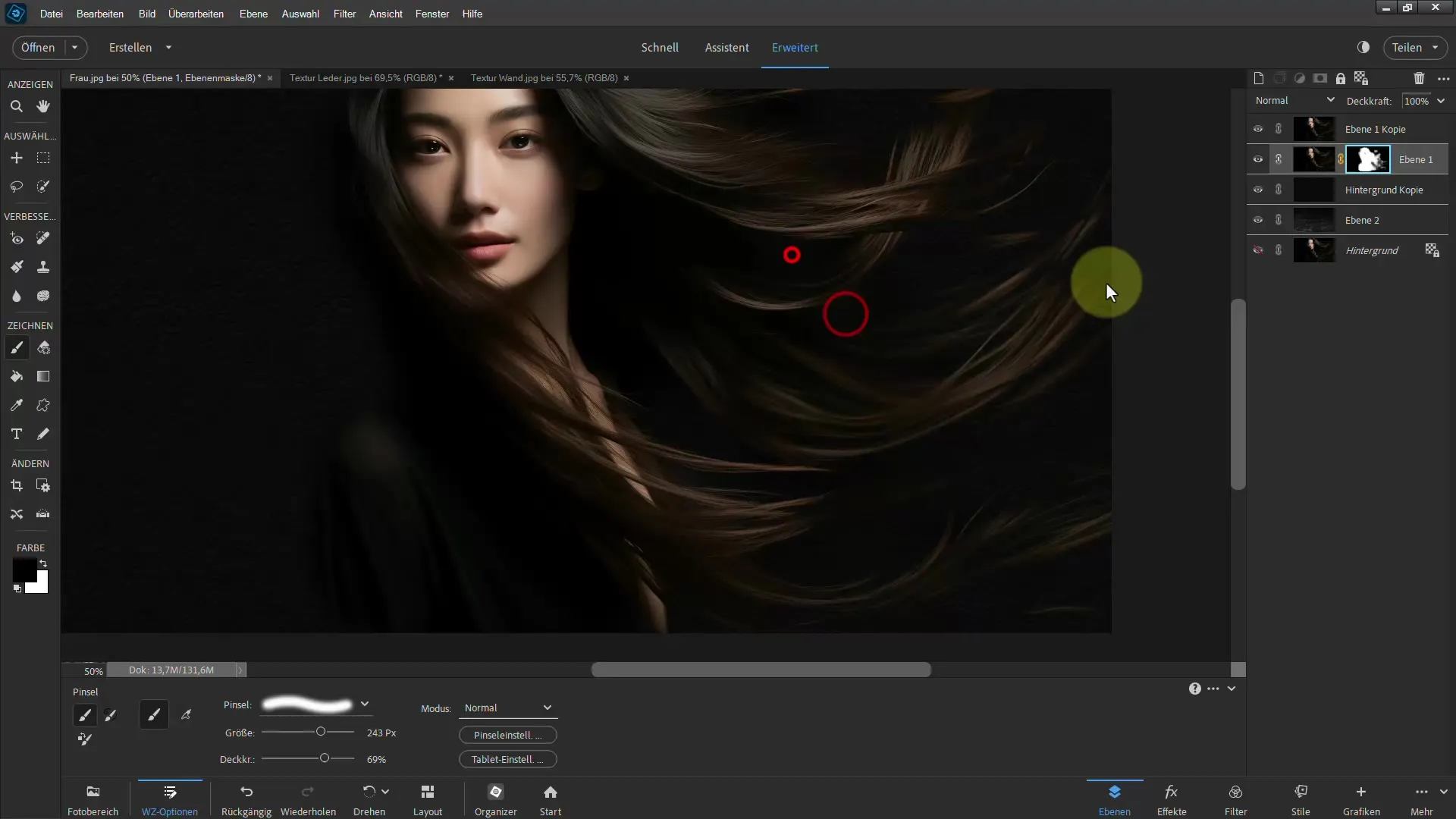 Menghapus latar belakang rambut dengan Photoshop Elements - Metode pengisian dijelaskan