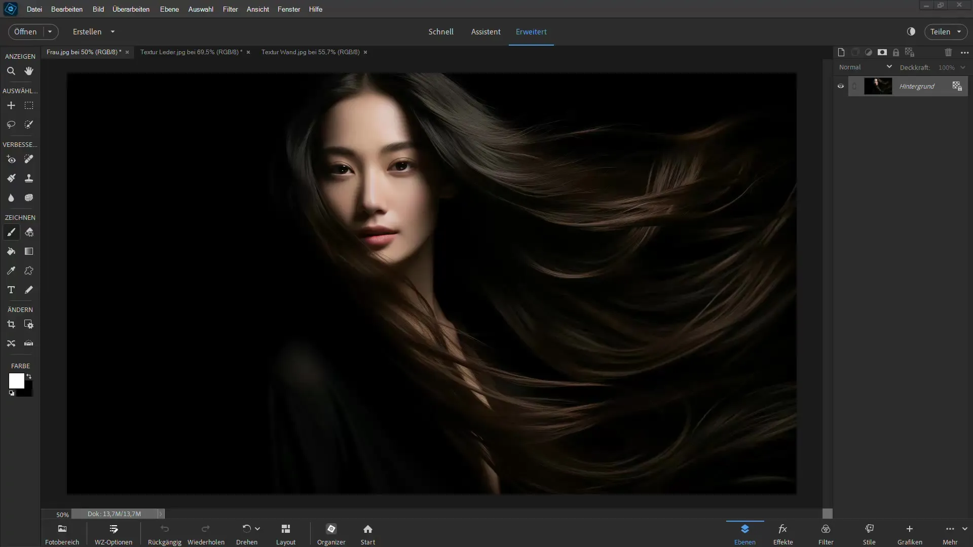 Menghapus latar belakang rambut dengan Photoshop Elements - Metode pengisian dijelaskan