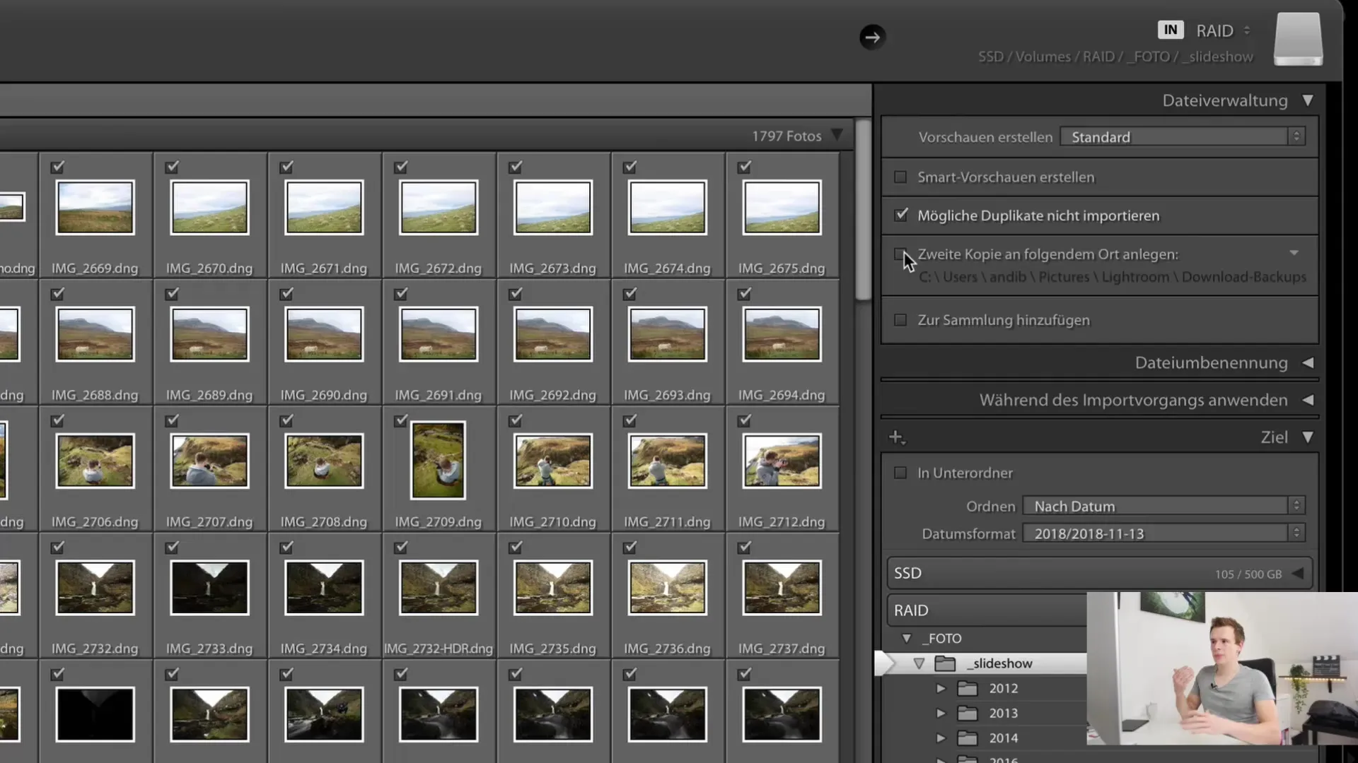 Importation efficace d'images dans Lightroom Classic CC