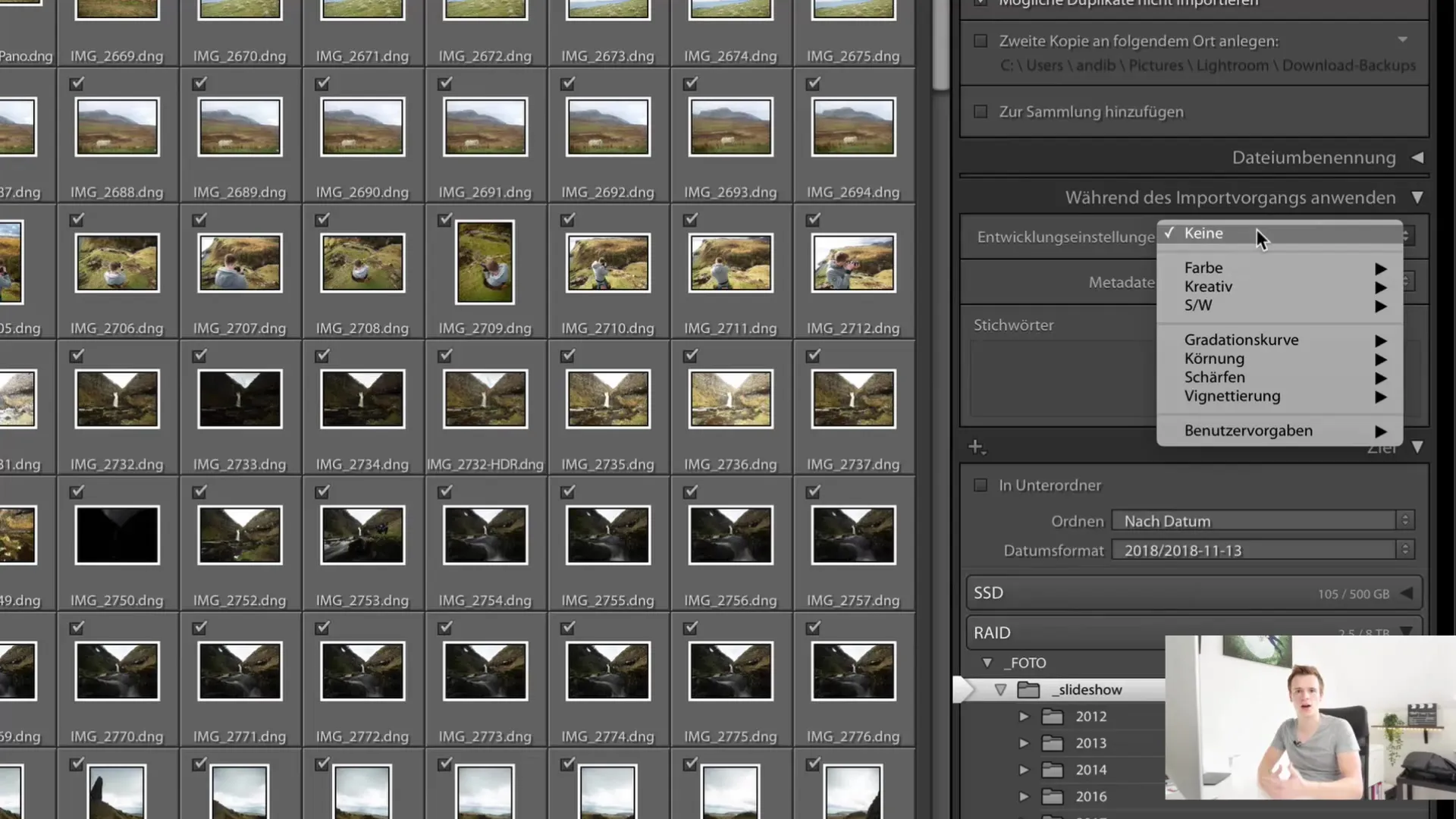 Importation plus efficace d'images dans Lightroom Classic CC