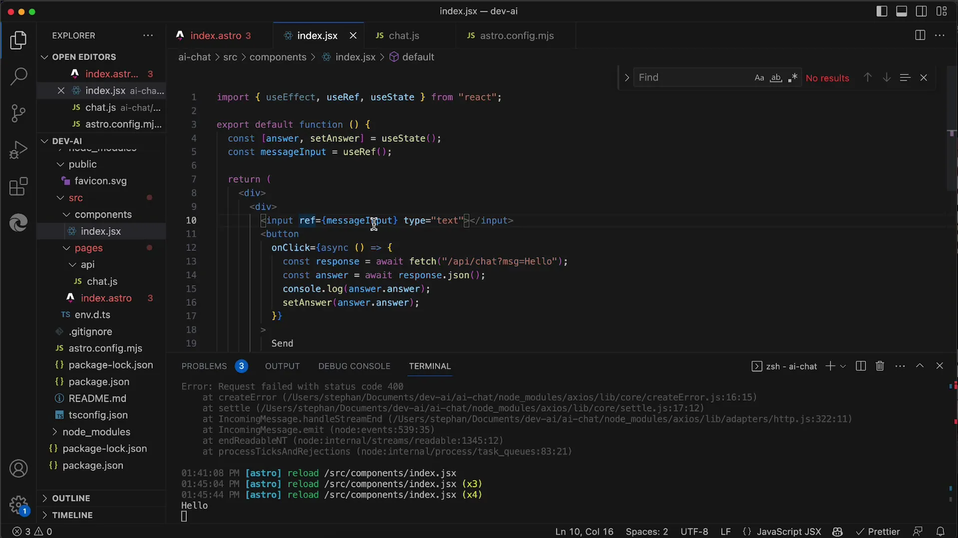 Podstawowy interfejs użytkownika w React z API OpenAI