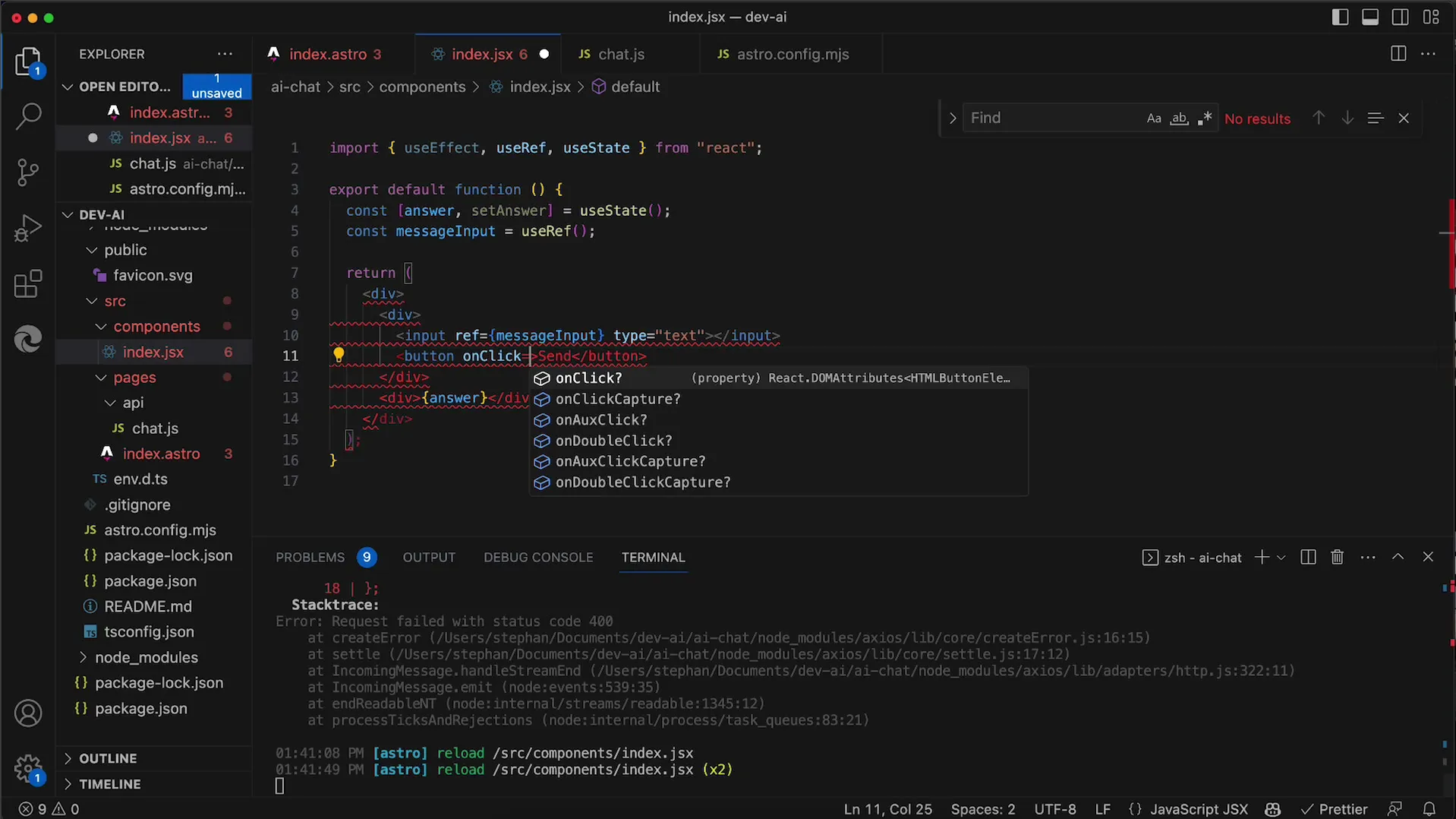 Podstawowy interfejs użytkownika w React z API OpenAI