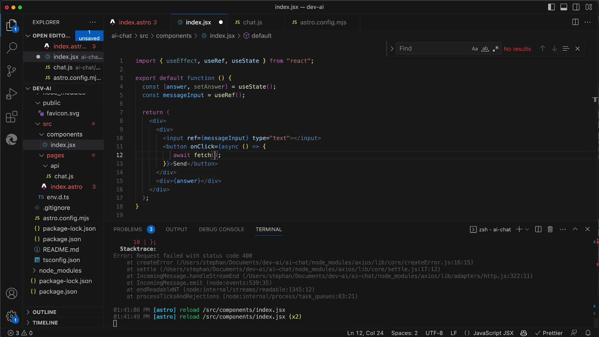 Podstawowy interfejs użytkownika w React z API OpenAI