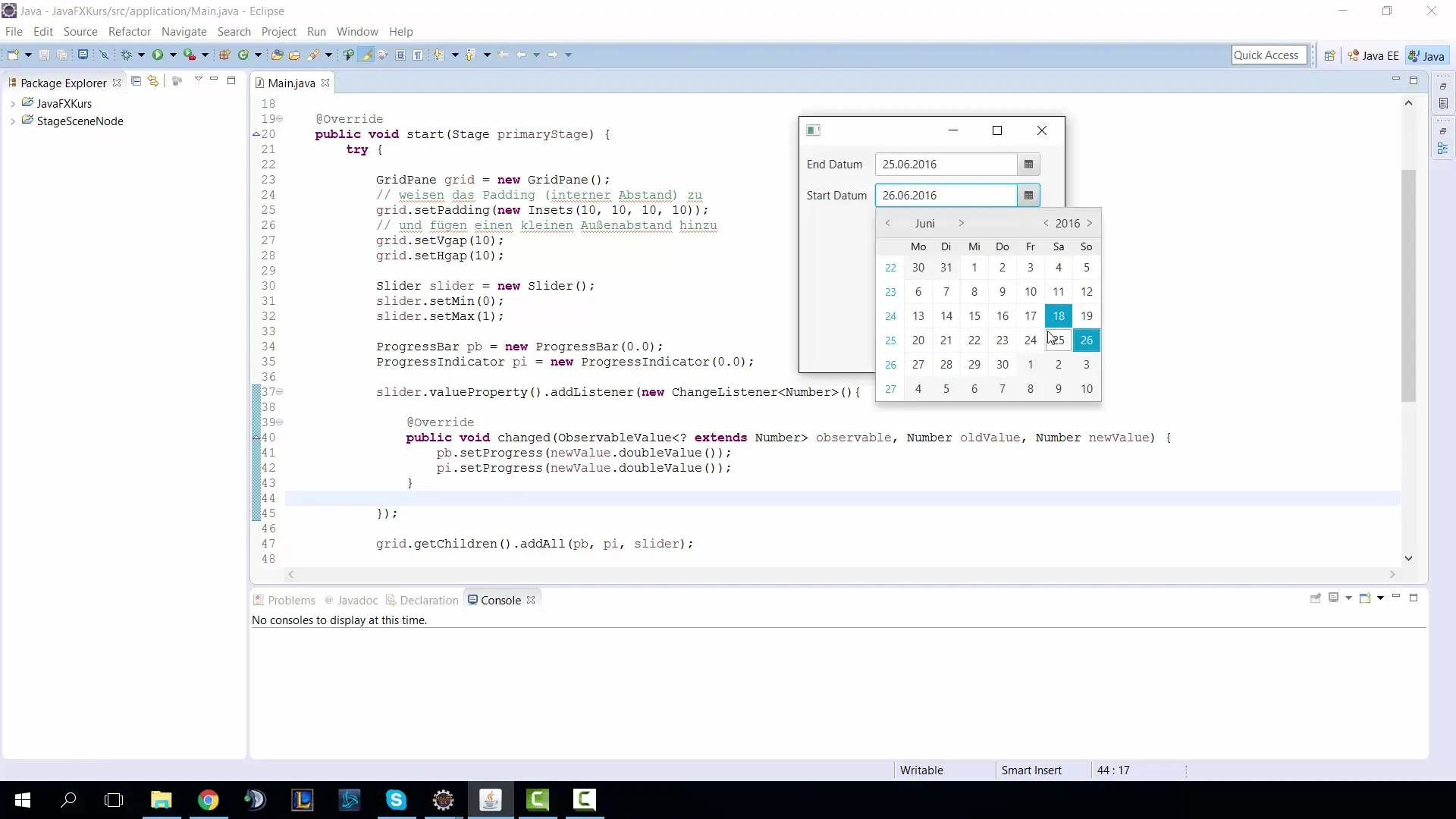 Implementierung eines DatePickers in JavaFX