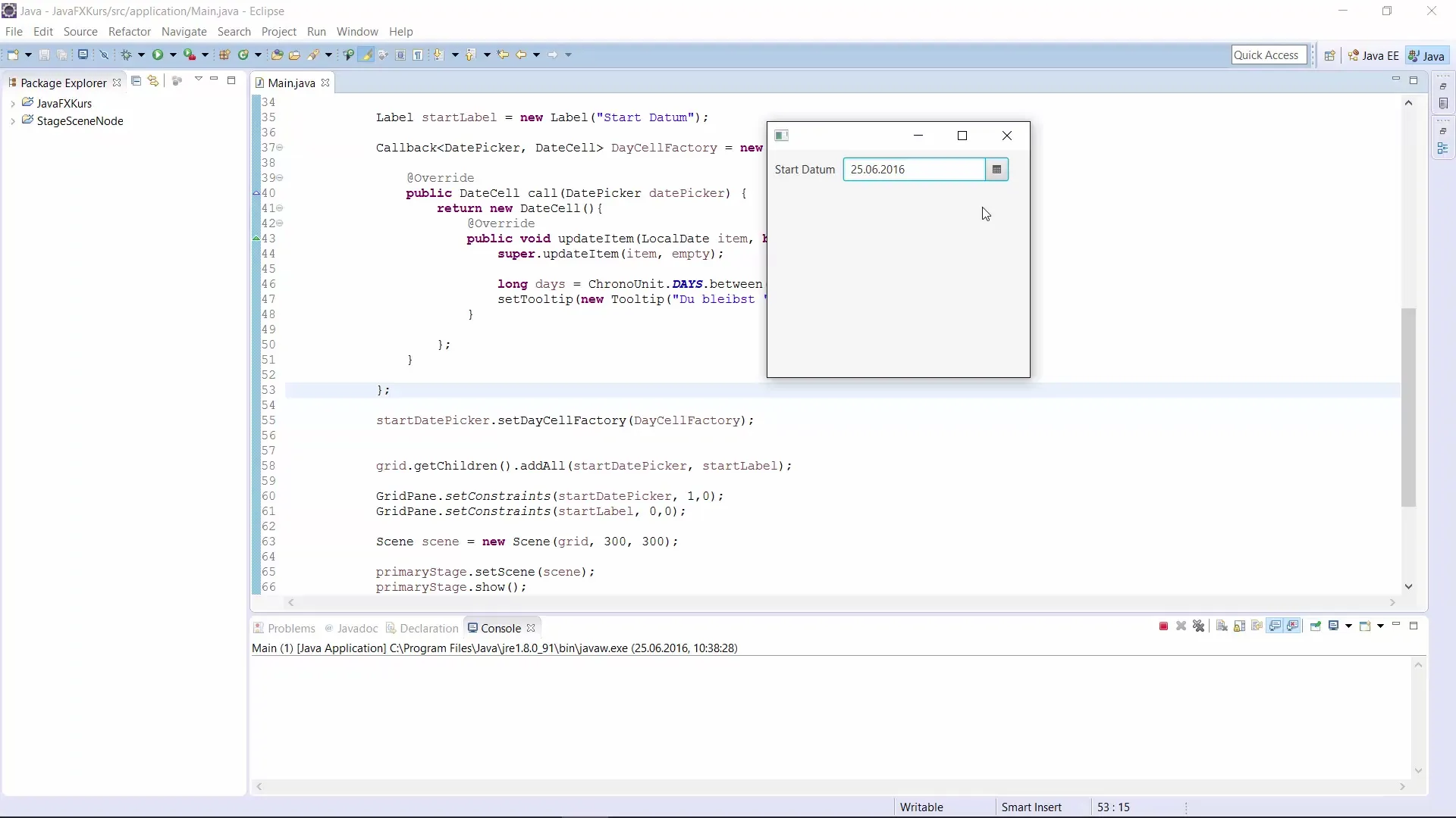 Implementierung eines DatePickers in JavaFX