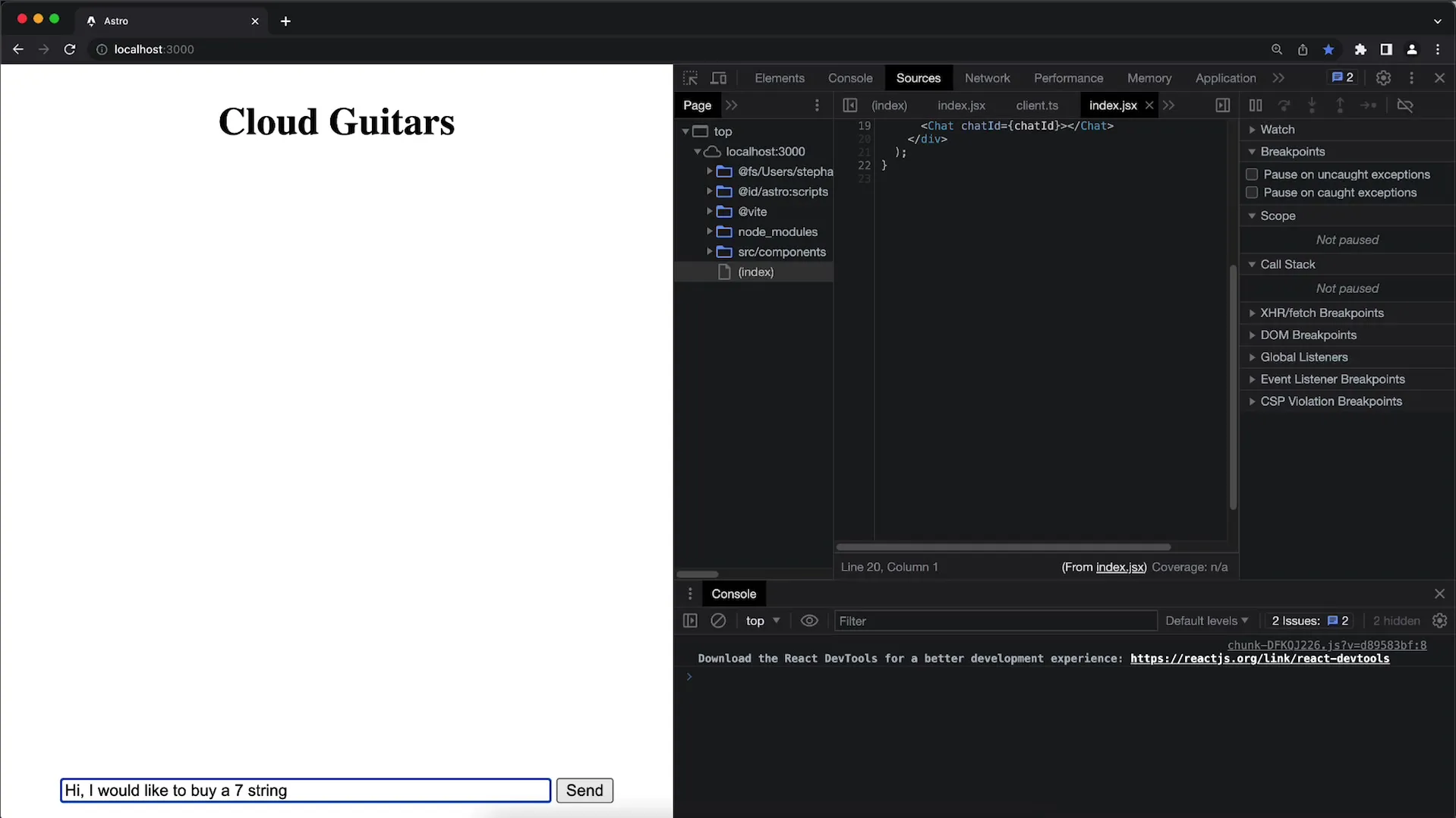 Vytvorenie virtuálneho predajného asistenta pre obchod s gitarami