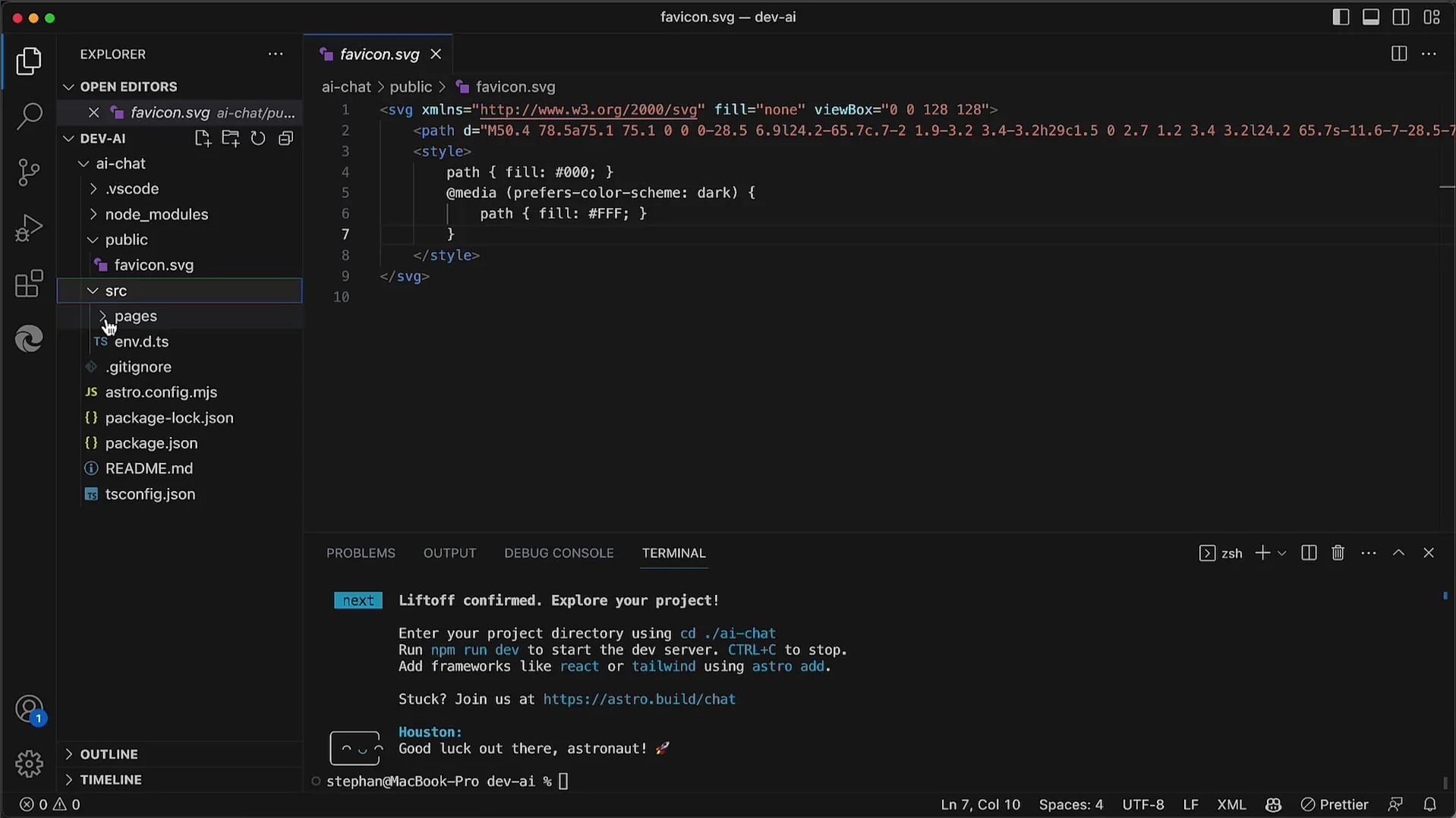 AstroJS temel projesinin oluşturulması