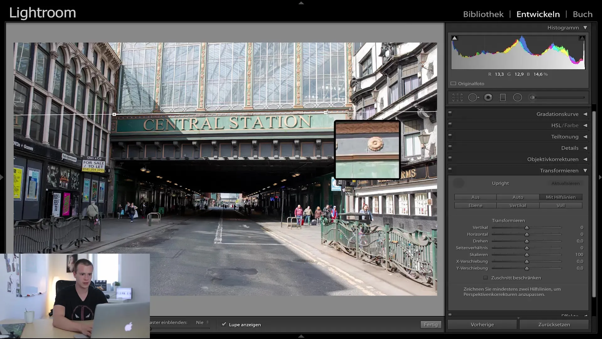 Professional image editing with the Transform dialogue in Lightroom